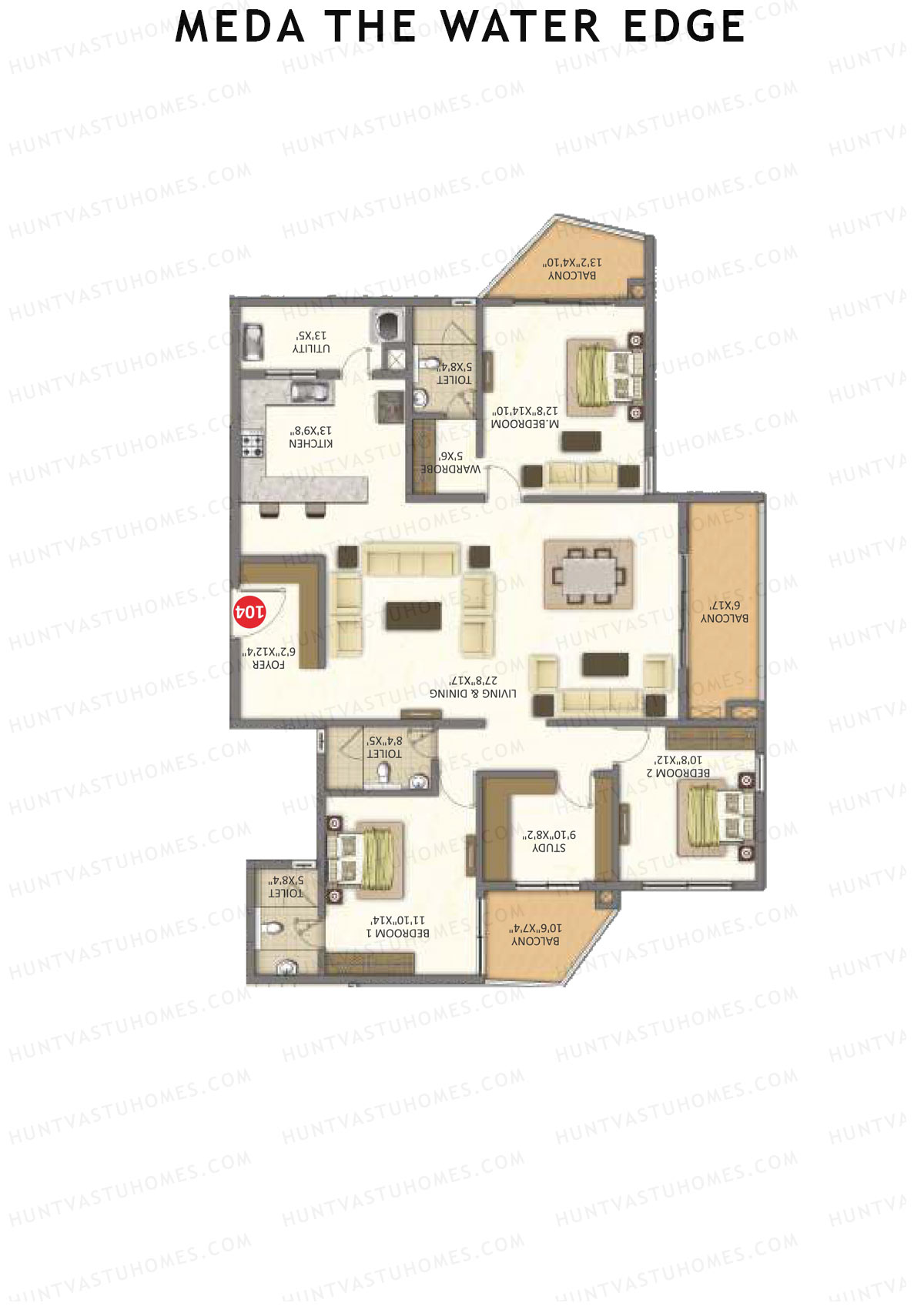 Meda The Water Edge Block A Unit 4 Floor Plan