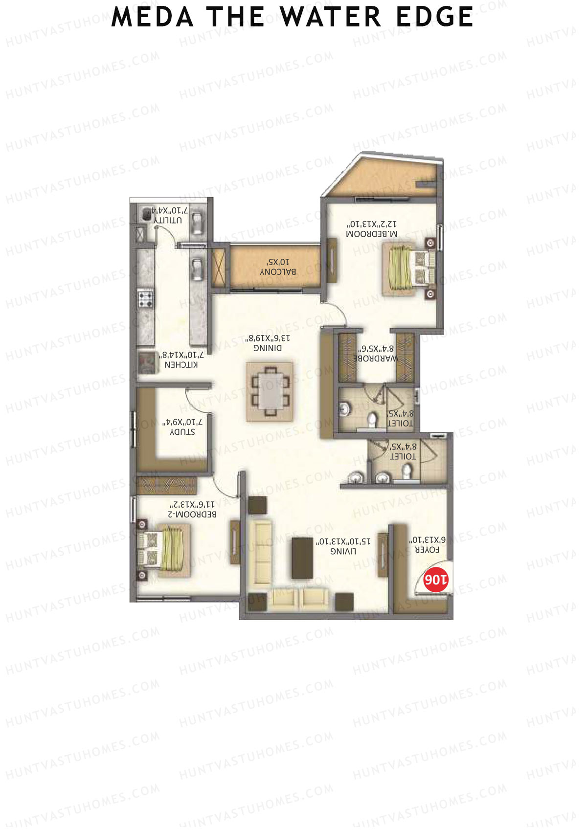 Meda The Water Edge Block B Unit 6 Floor Plan