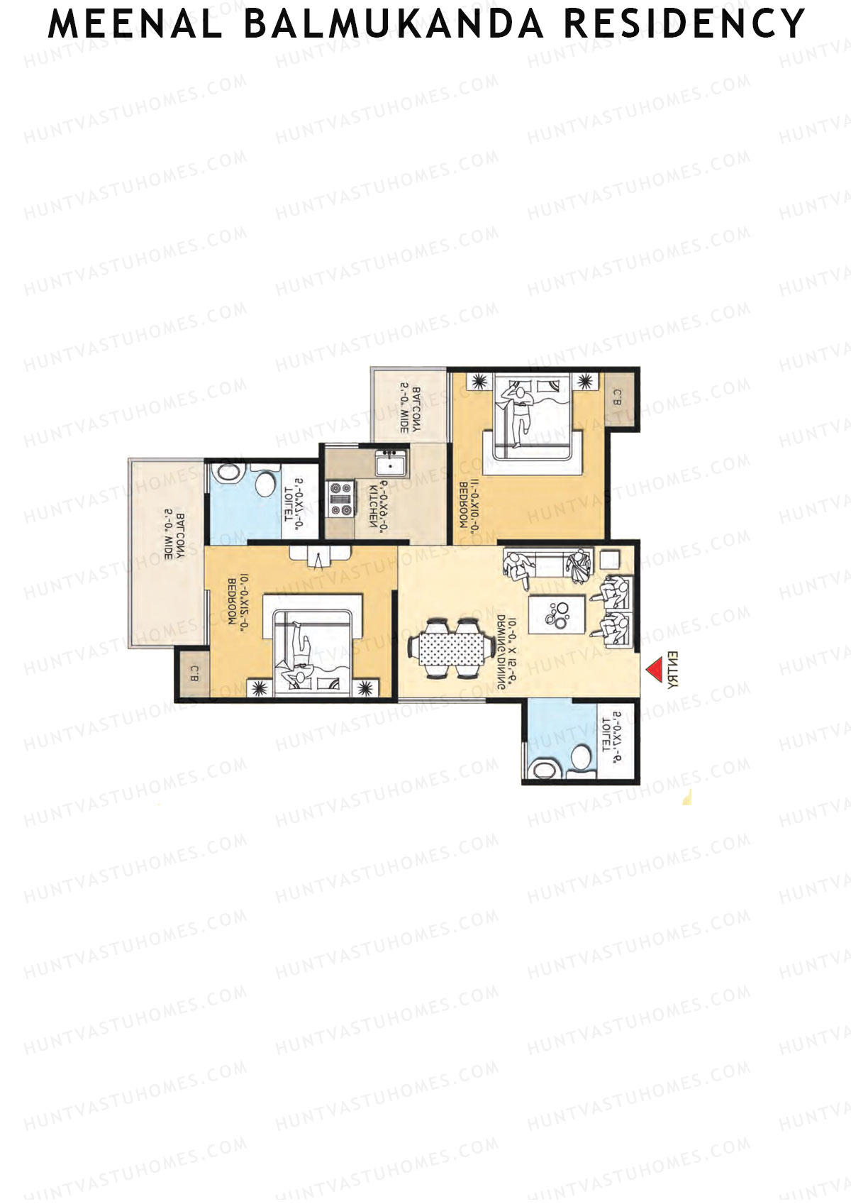 Meenal Balmukanda Residency, Tower B, Unit 8 (Type 4), 2BHK, Super Area 950   sq ft 