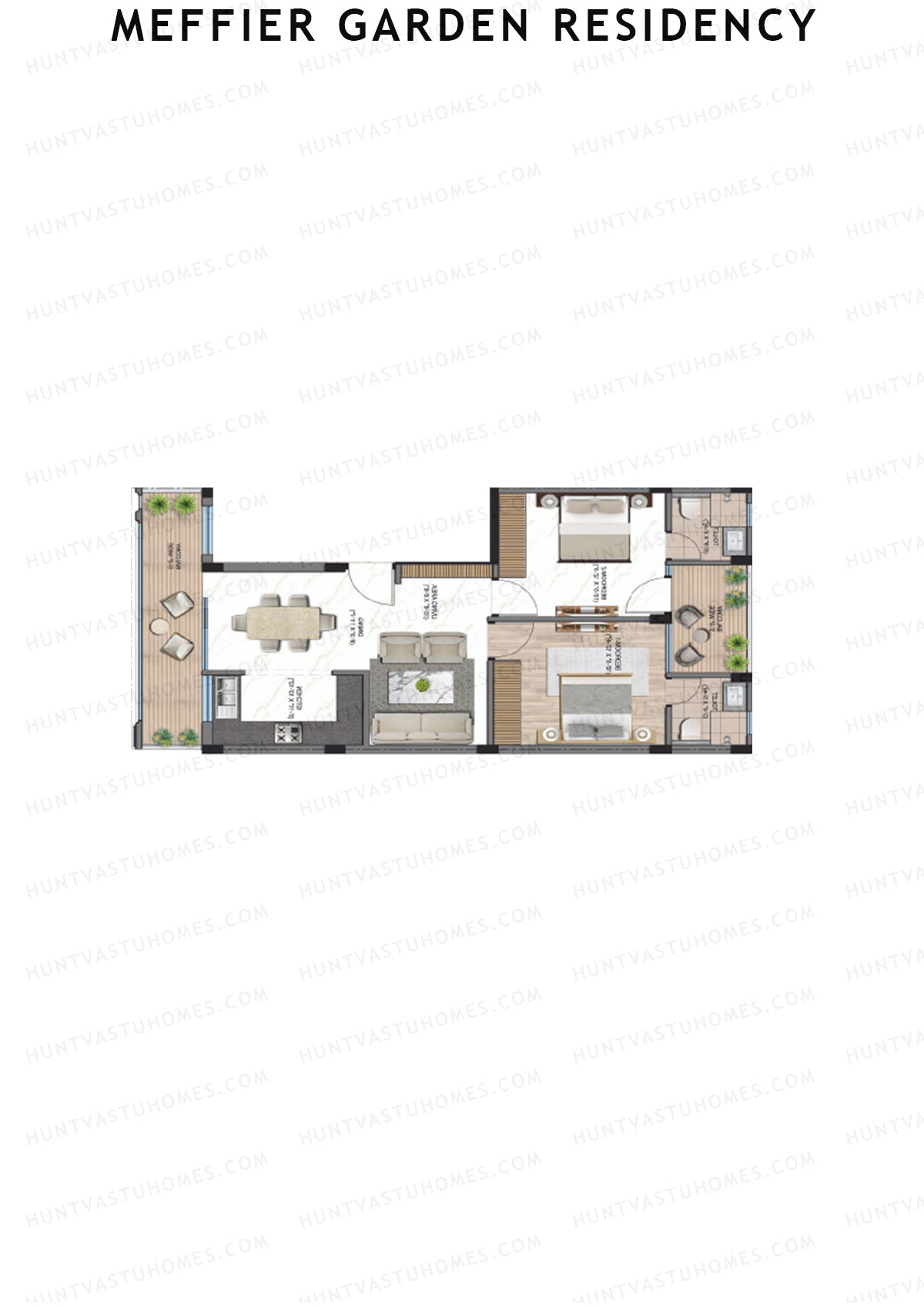 Meffier Garden Residency, Block 145-153, Unit 150 (Type K), 2BHK, Super Area 1122   sq ft 