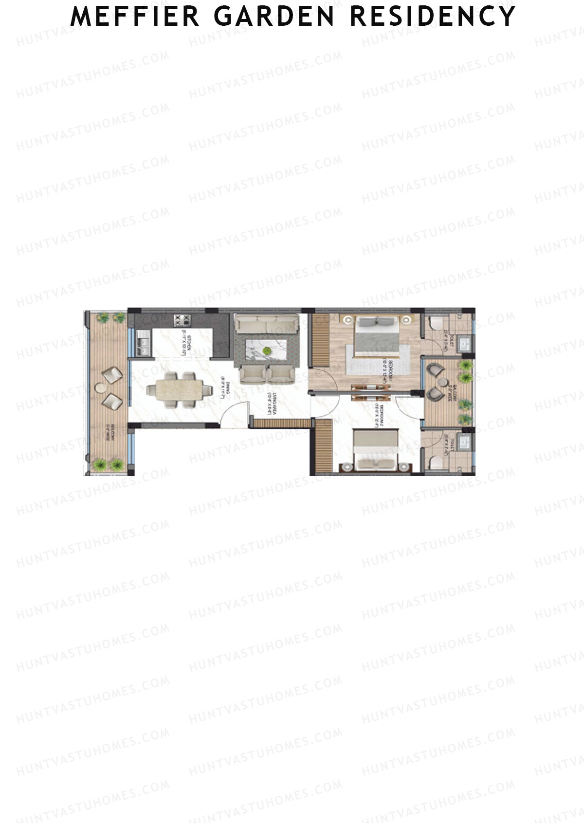 Meffier Garden Residency, Block 145-153, Unit 153 (Type K), 2BHK, Super Area 1122   sq ft 