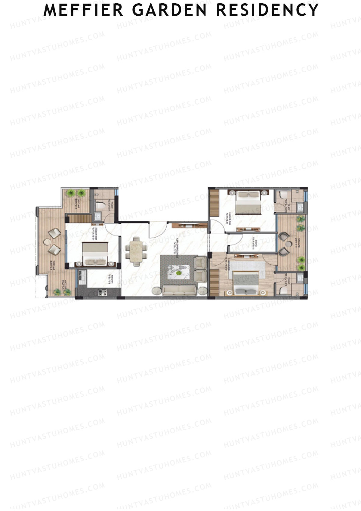Meffier Garden Residency, Block 18-31, Unit 24 (Type C), 3BHK, Super Area 1573   sq ft 