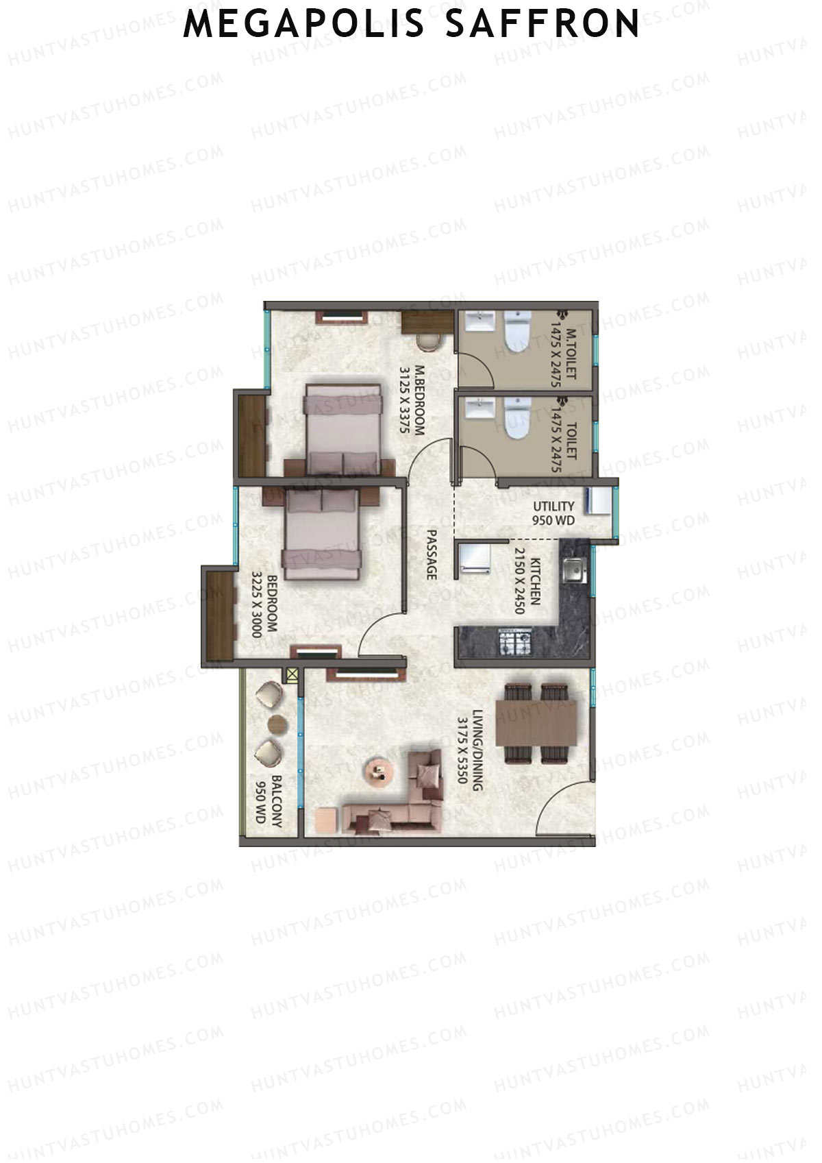 Megapolis Saffron Tower A10 Unit 2 Floor Plan