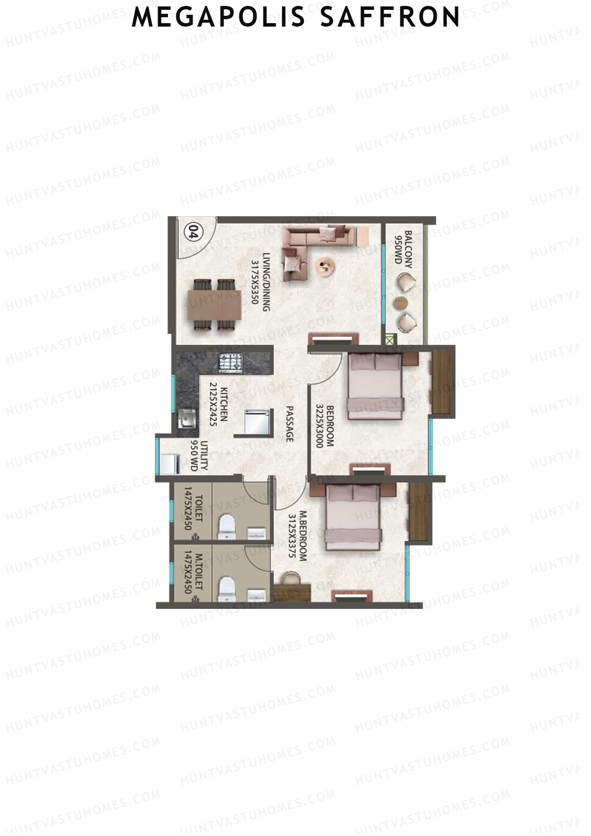 Megapolis Saffron Tower A10 Unit 4 Floor Plan