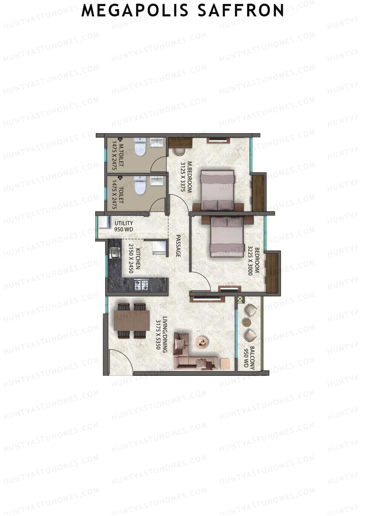 Megapolis Saffron Tower A11 Unit 3 Floor Plan
