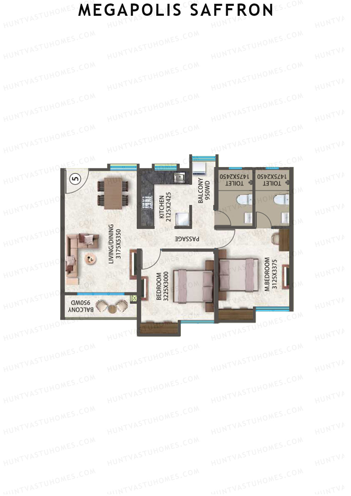 Megapolis Saffron Tower A12 Unit 3 Floor Plan