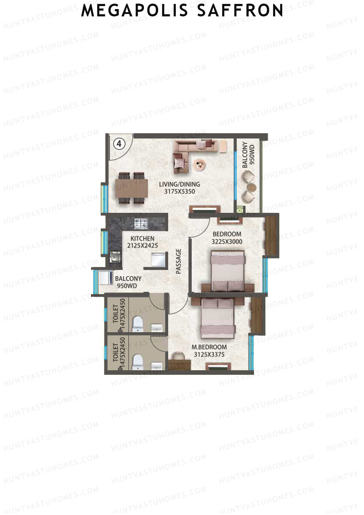 Megapolis Saffron Tower A12 Unit 4 Floor Plan