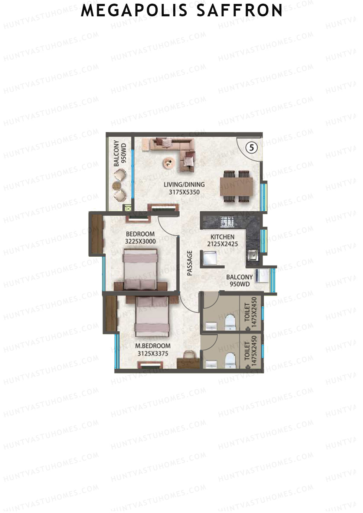 Megapolis Saffron Tower A12 Unit 5 Floor Plan