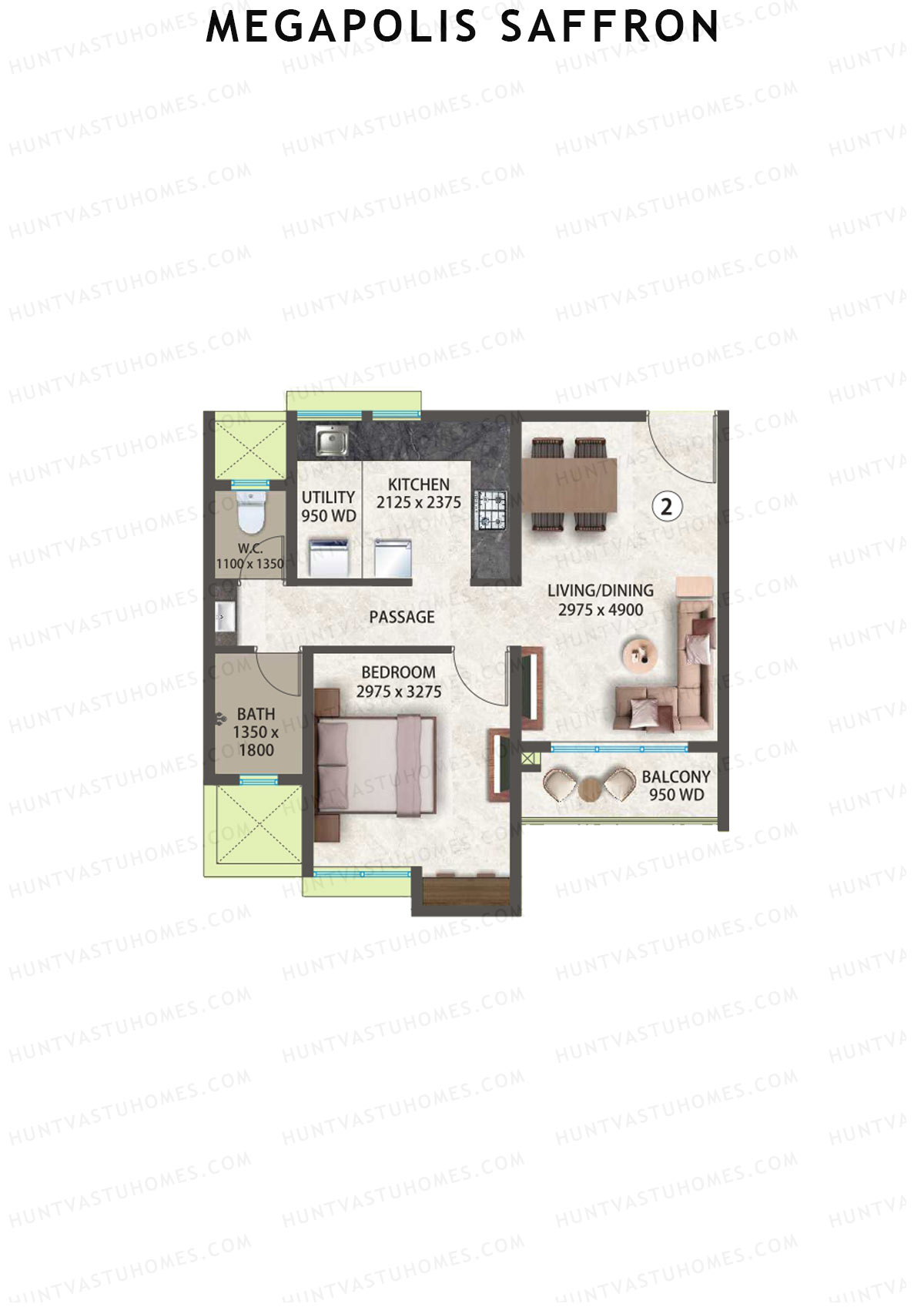 Megapolis Saffron Tower A13 Unit 2 (Type 2) Floor Plan