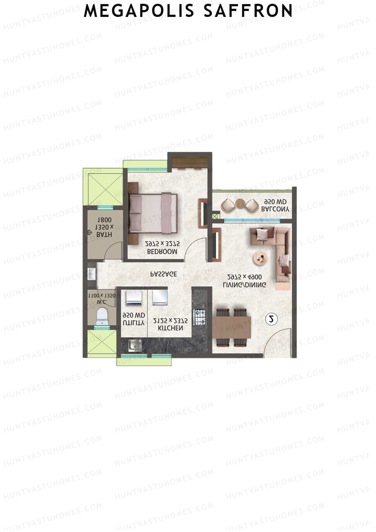 Megapolis Saffron Tower A13 Unit 3 (Type 2) Floor Plan