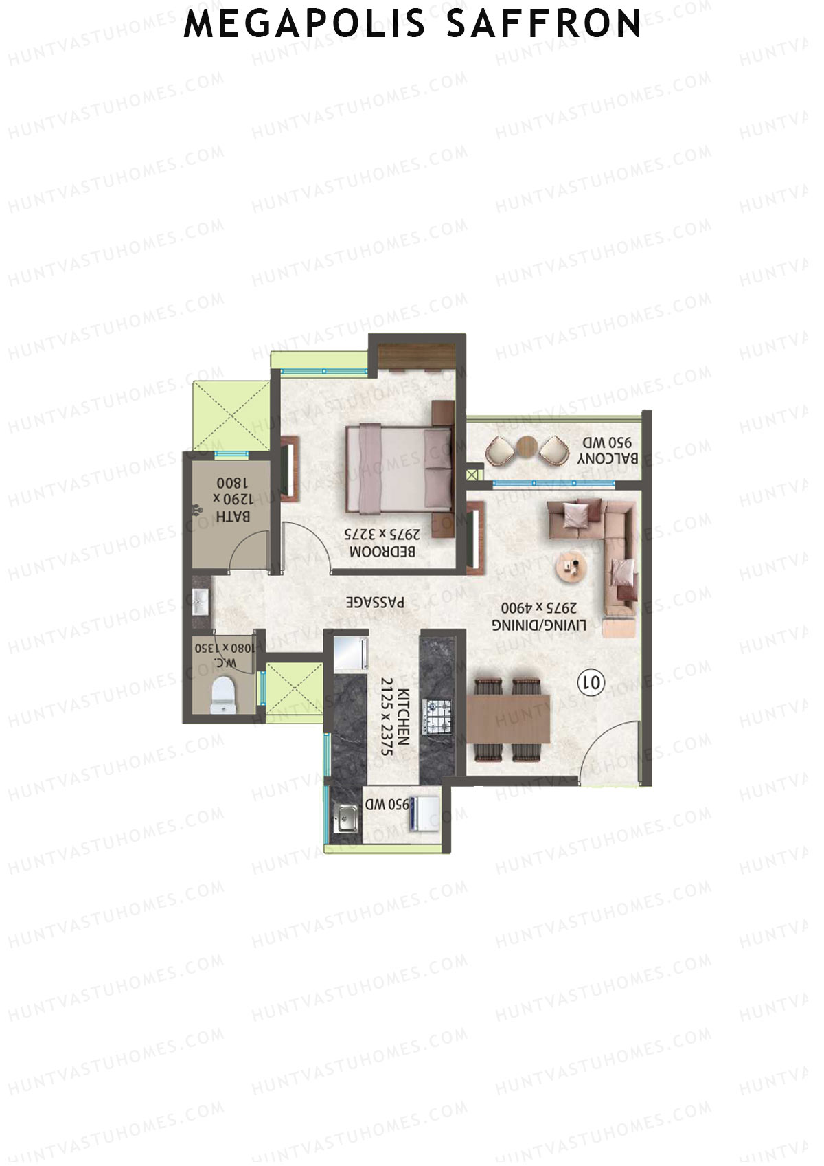 Megapolis Saffron Tower A13 Unit 5 (Type 1) Floor Plan