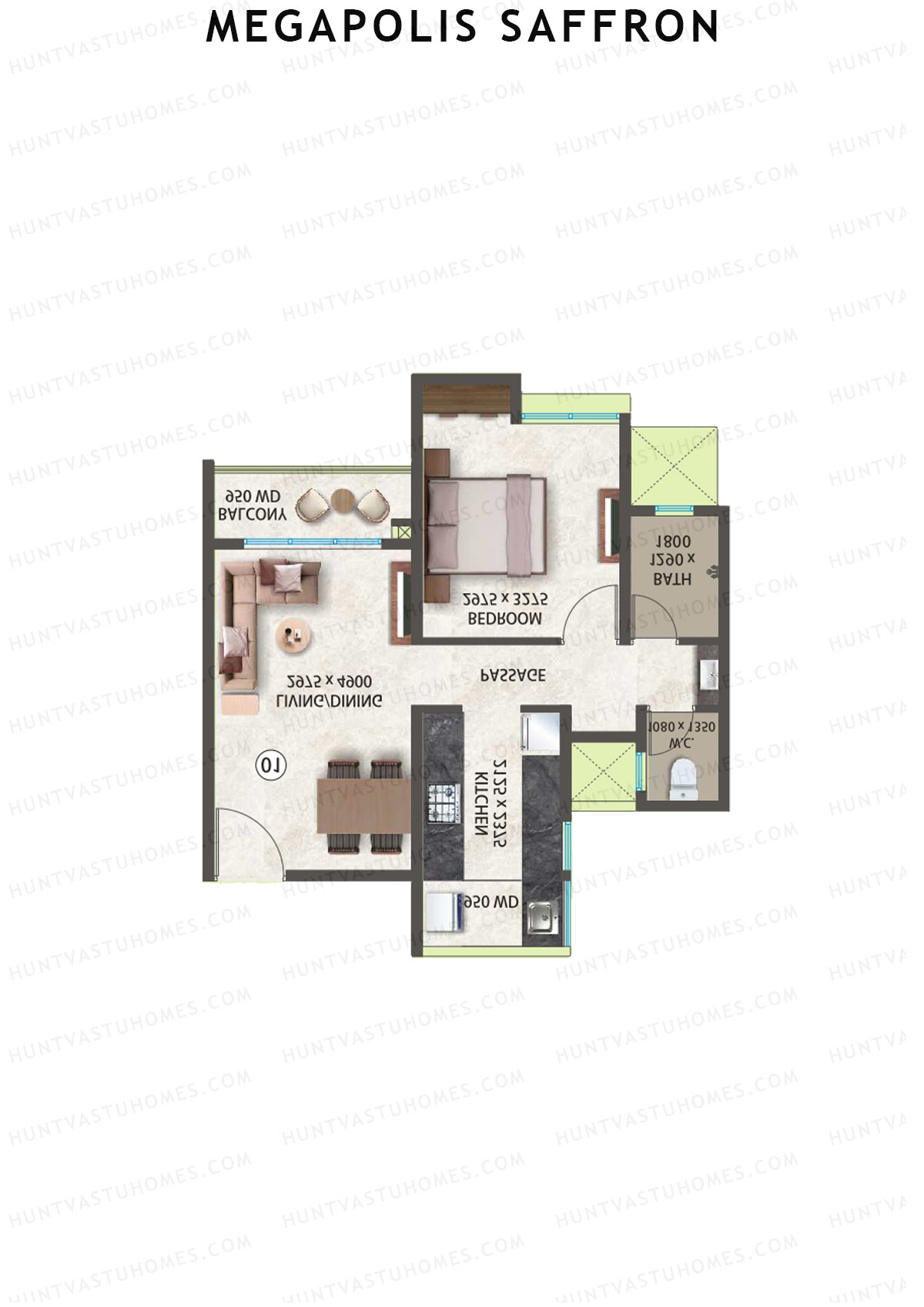 Megapolis Saffron Tower A13 Unit 6 (Type 1) Floor Plan