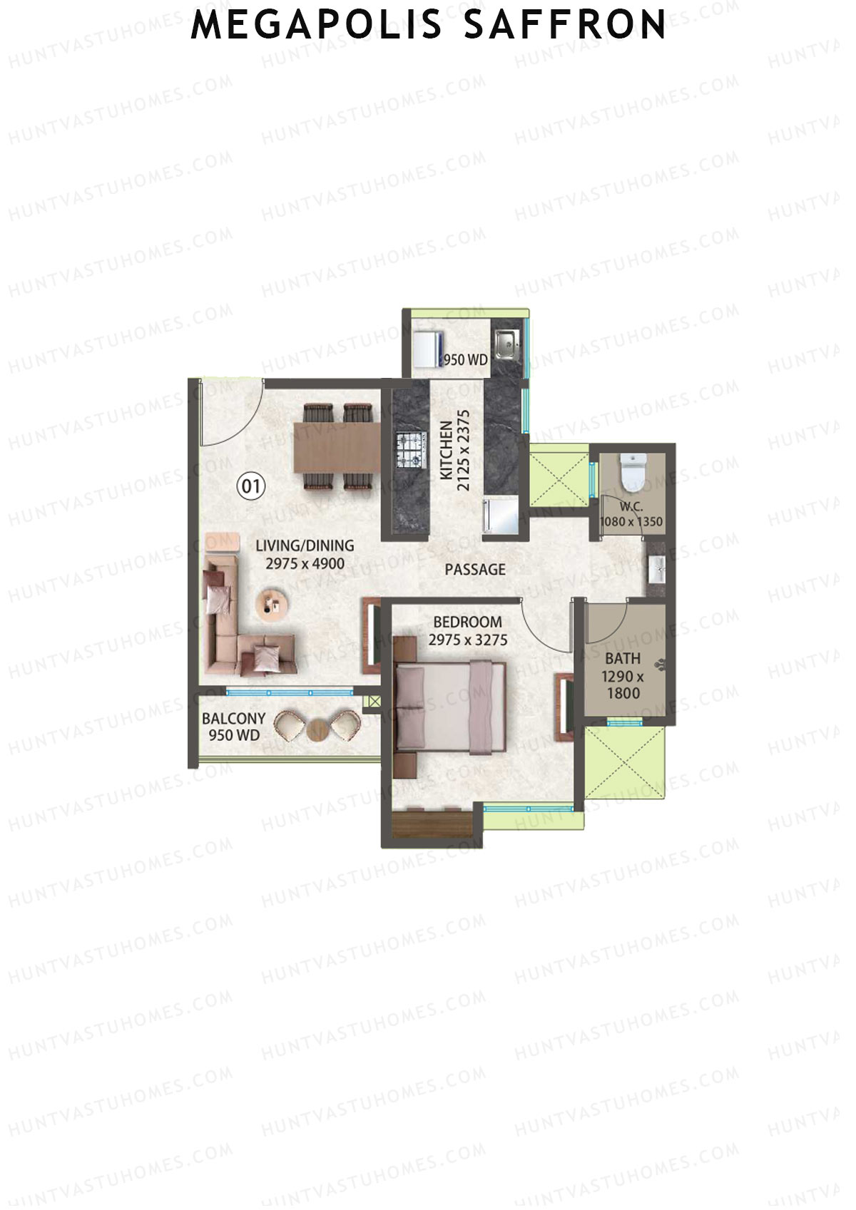 Megapolis Saffron Tower A13 Unit 7 (Type 1) Floor Plan