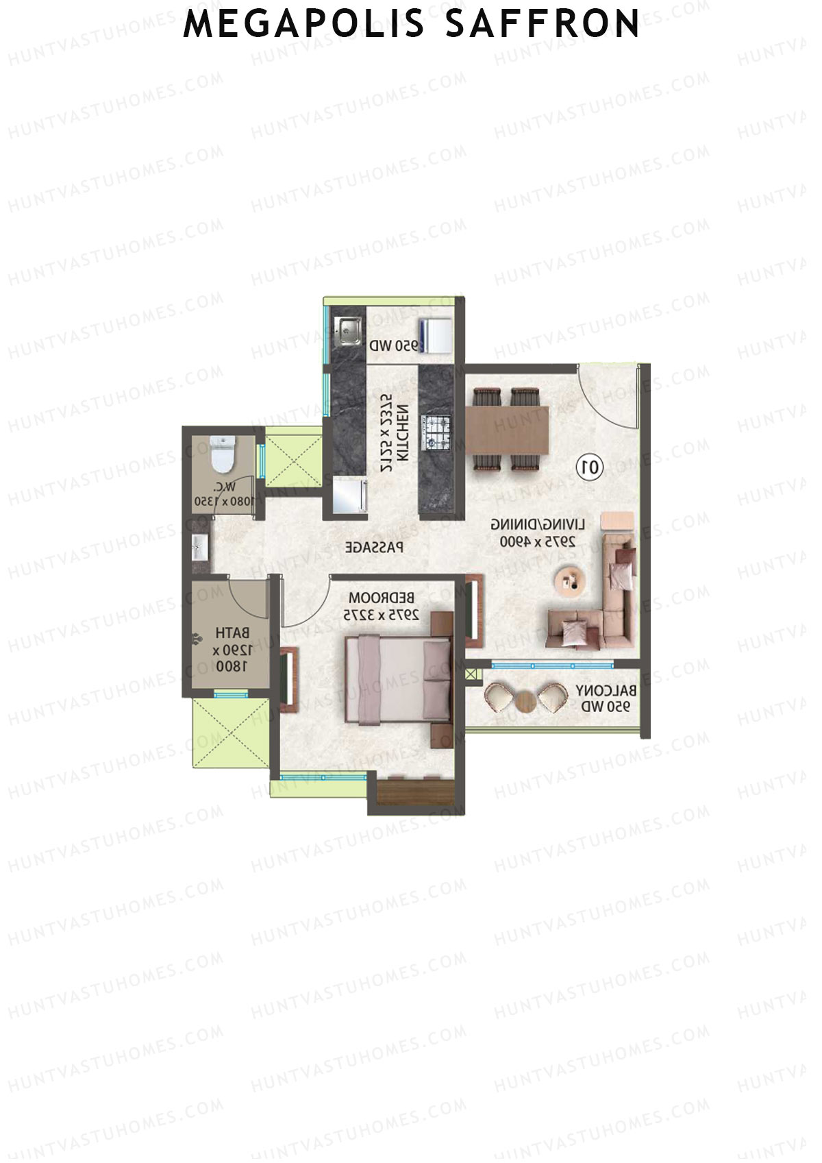 Megapolis Saffron Tower A14 Unit 8 (Type 1) Floor Plan