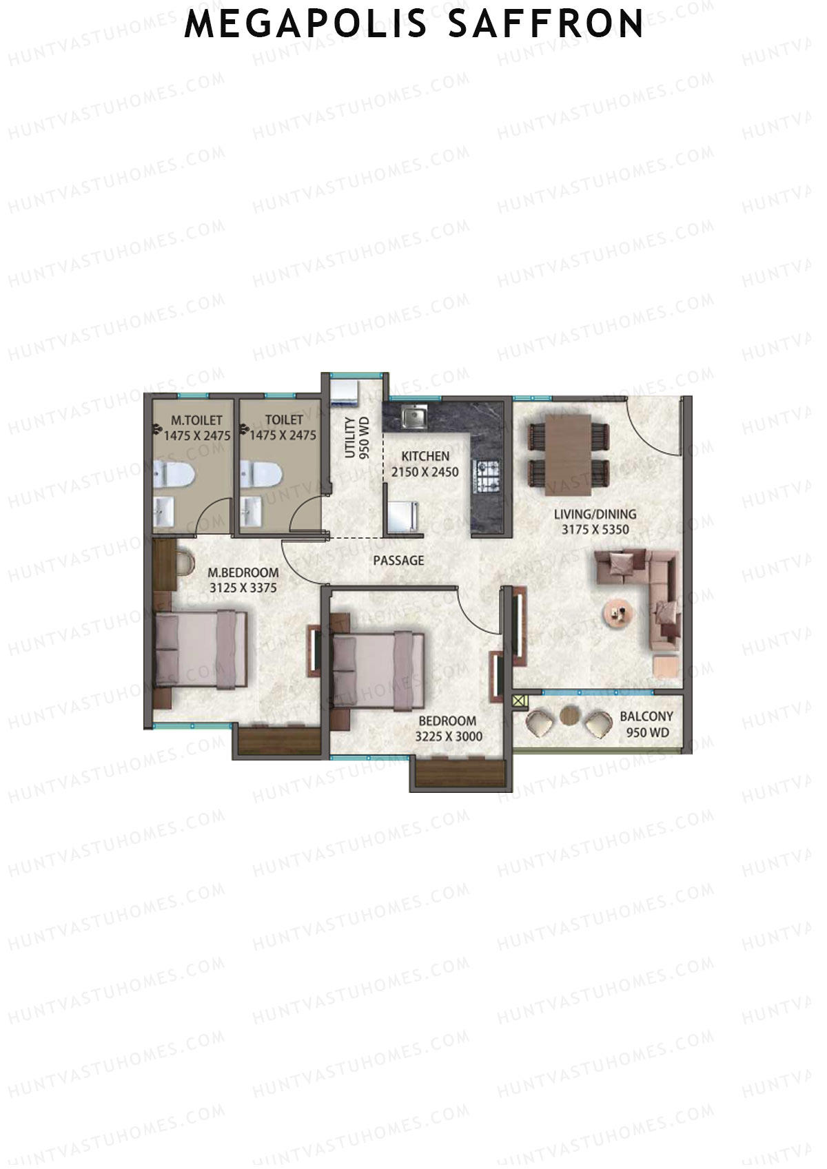 Megapolis Saffron Tower A7 Unit 2 Floor Plan
