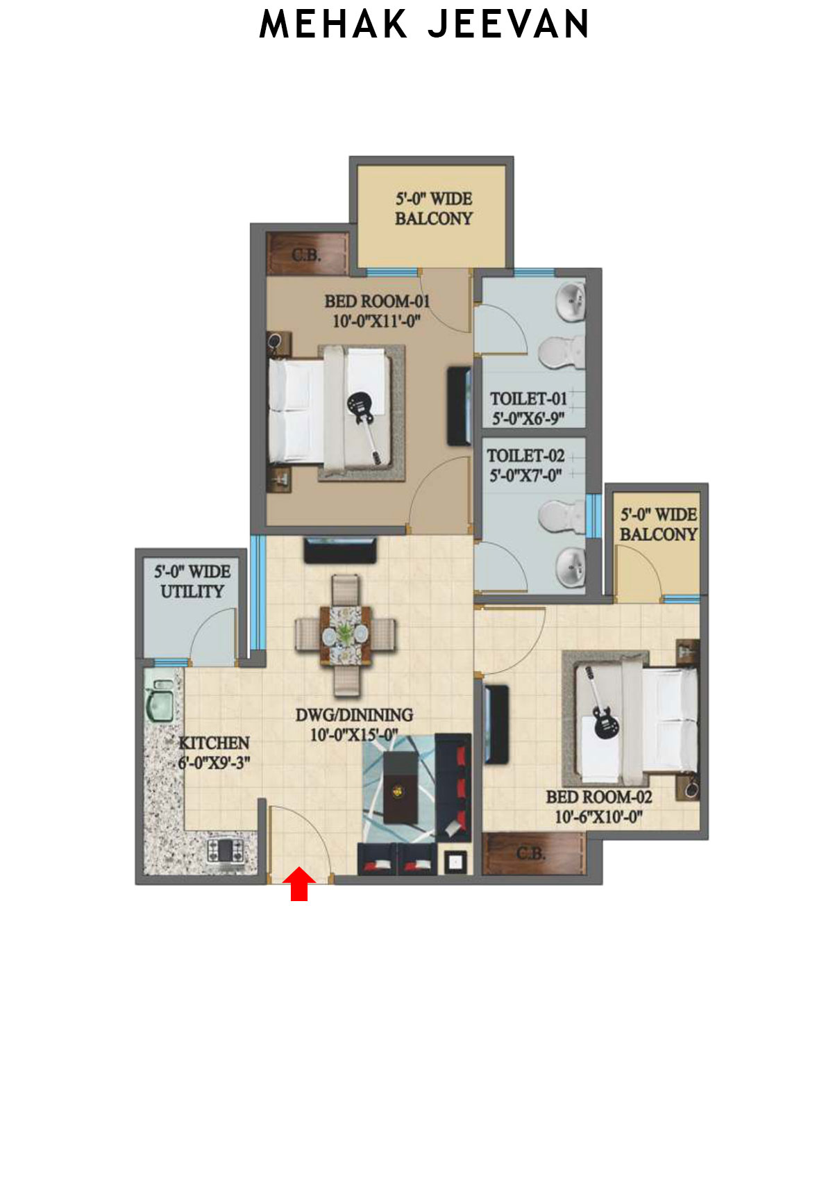 Mehak Jeevan Tower B Unit 13 Floor Plan
