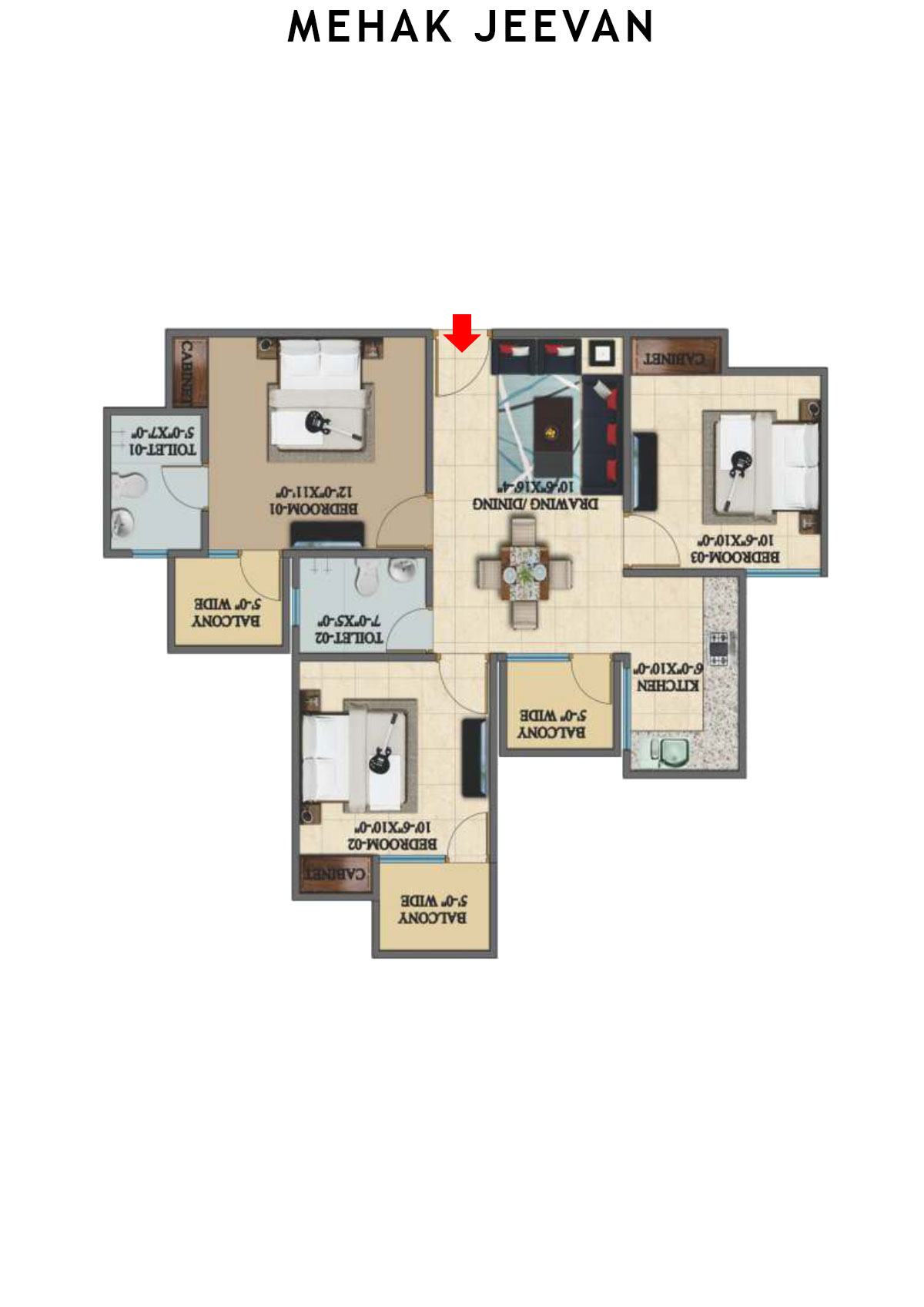 Mehak Jeevan Tower C Unit 2 Floor Plan
