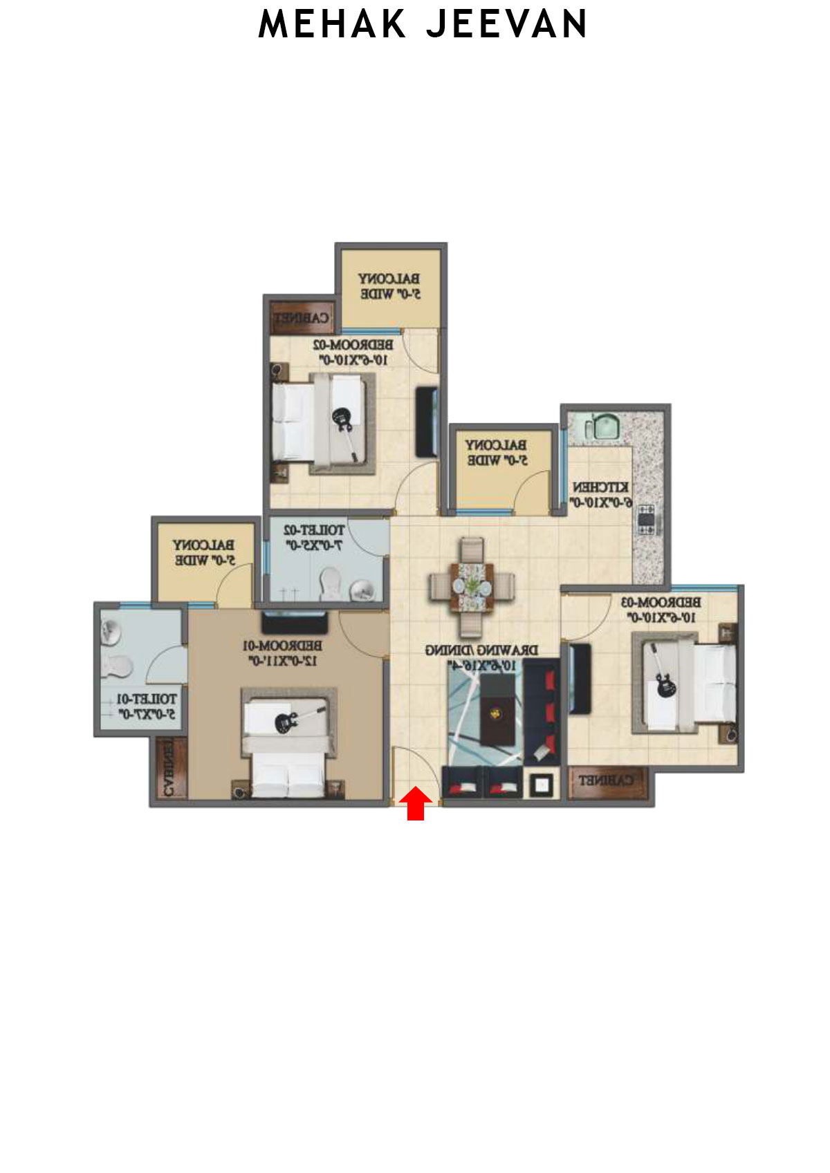Mehak Jeevan Tower C Unit 3 Floor Plan