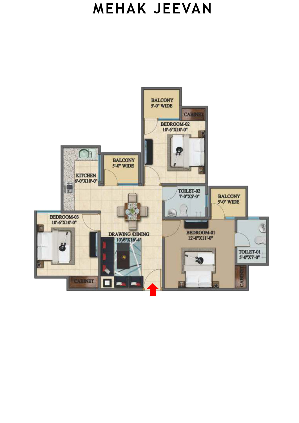 Mehak Jeevan Tower C Unit 4 Floor Plan