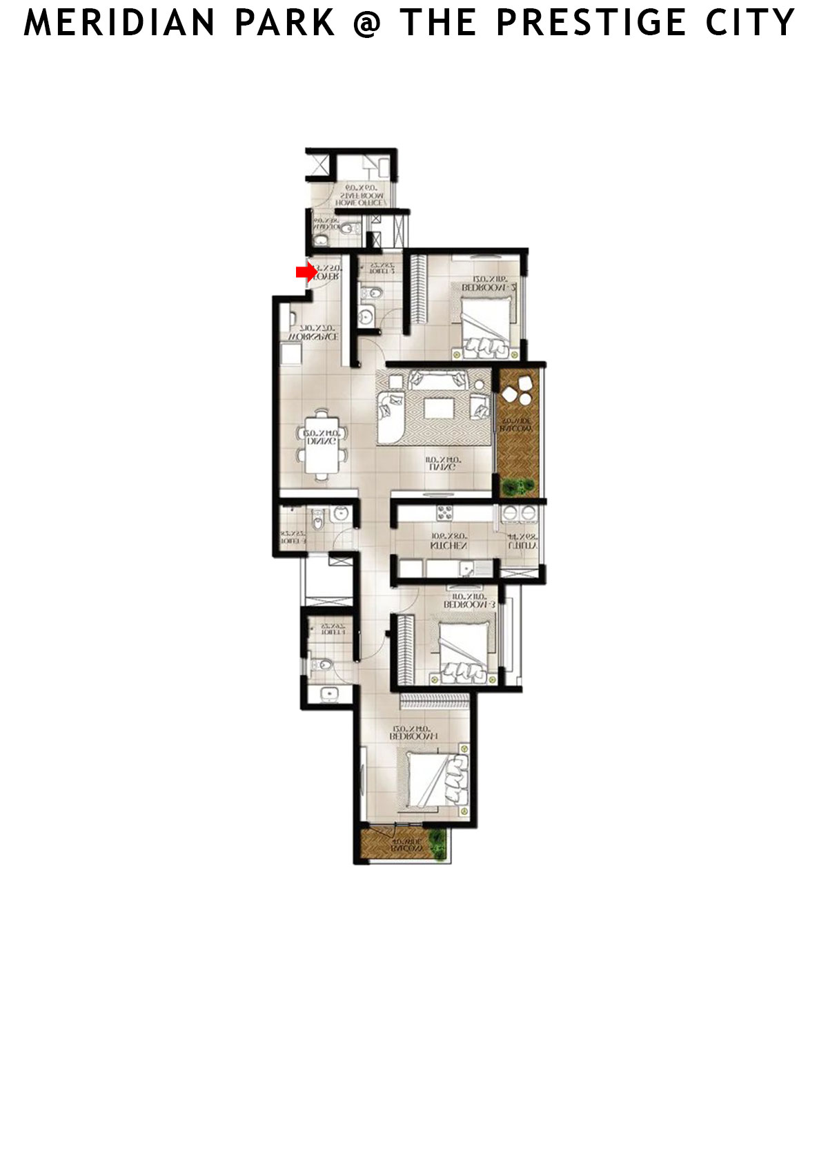 Meridian Park At The Prestige City Tower 14 Unit 4 (Type F2) Floor Plan