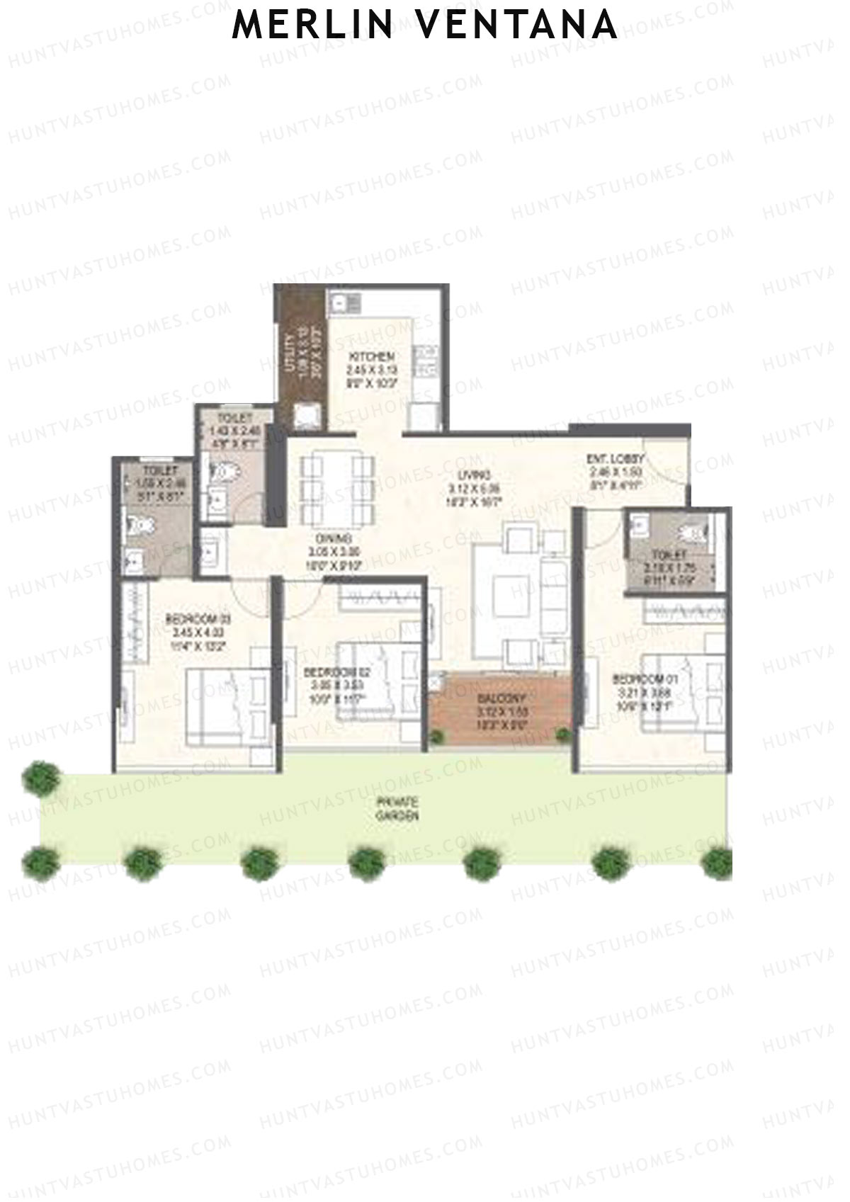 Merlin Ventana Tower B Unit 1 Floor Plan