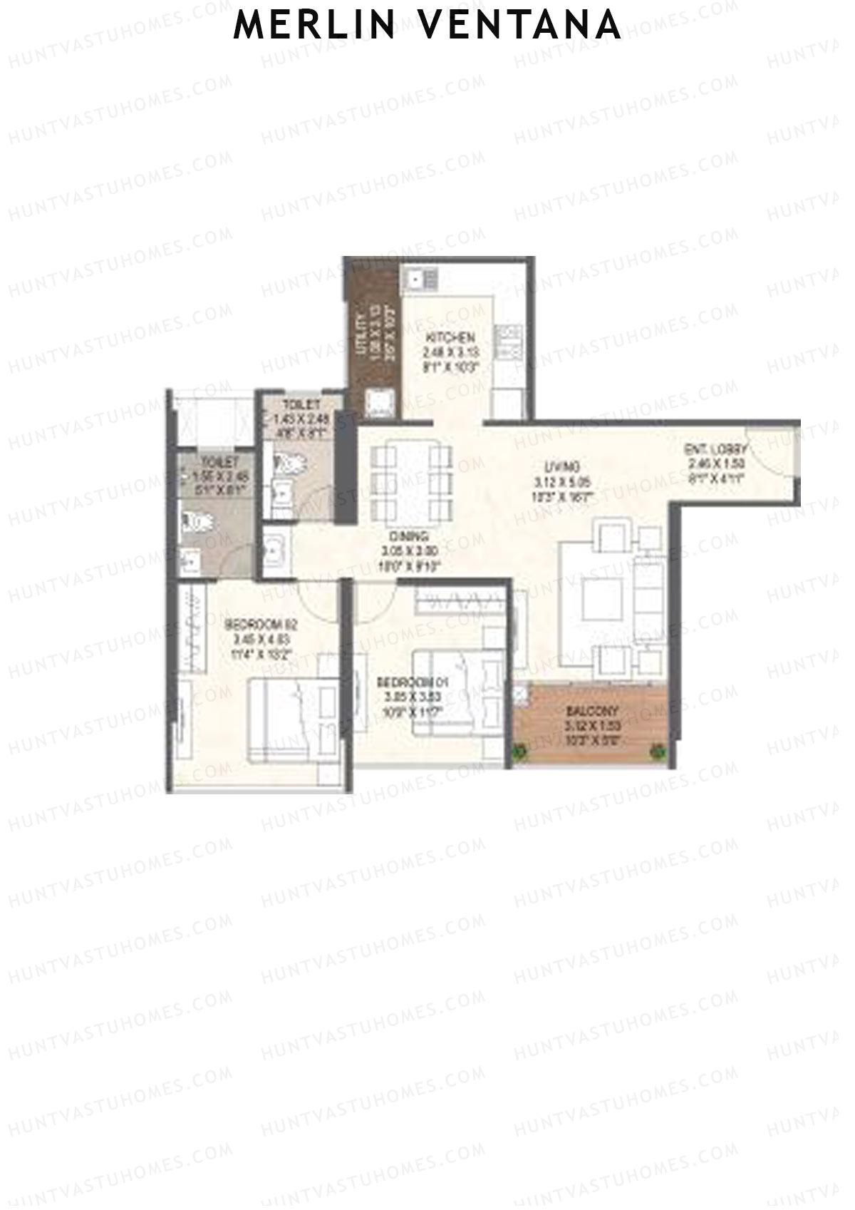 Merlin Ventana Tower B Unit 1 Floor Plan