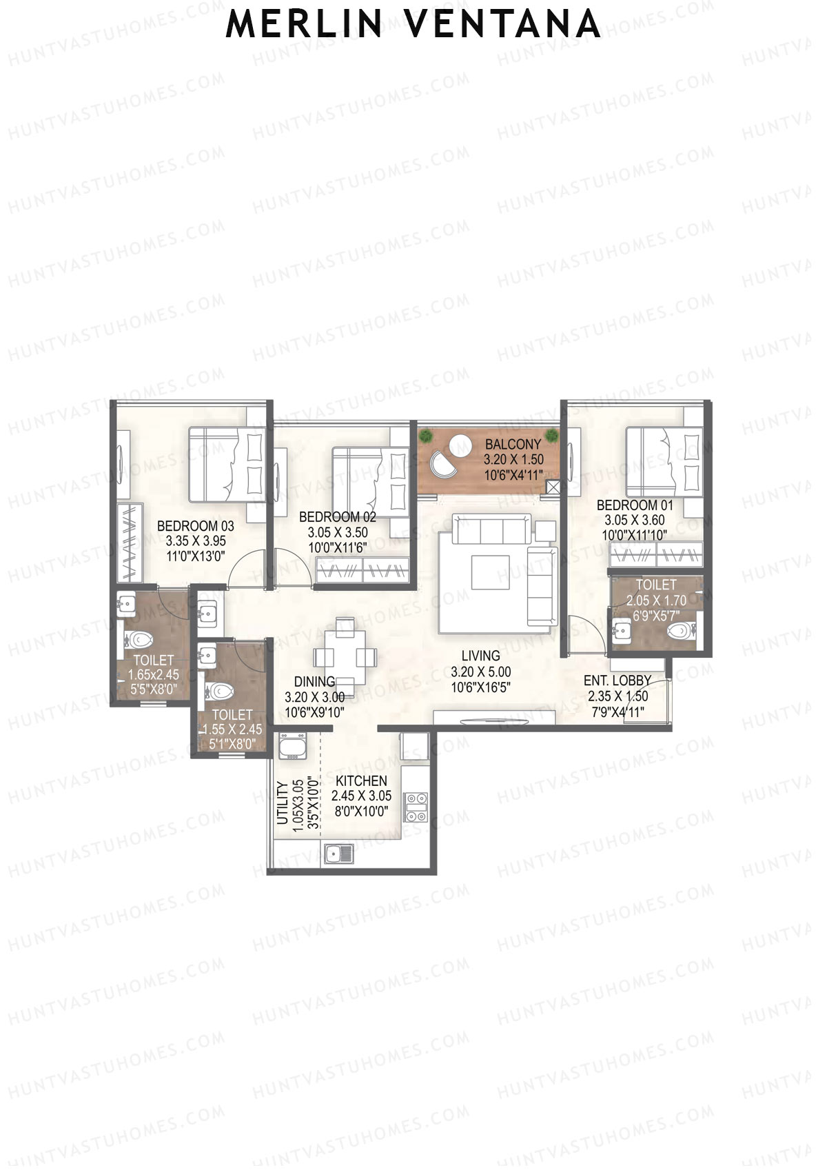 Merlin Ventana Tower B Unit 2 Floor Plan