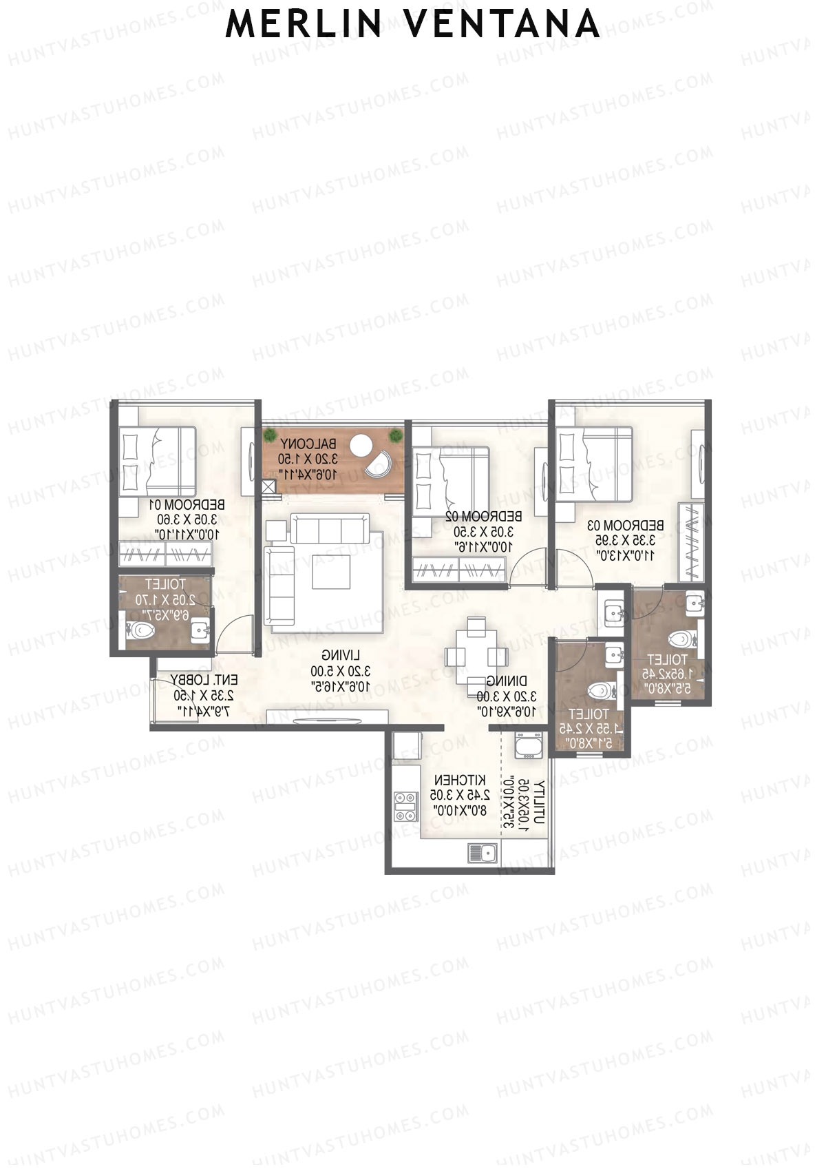 Merlin Ventana Tower B Unit 3 Floor Plan