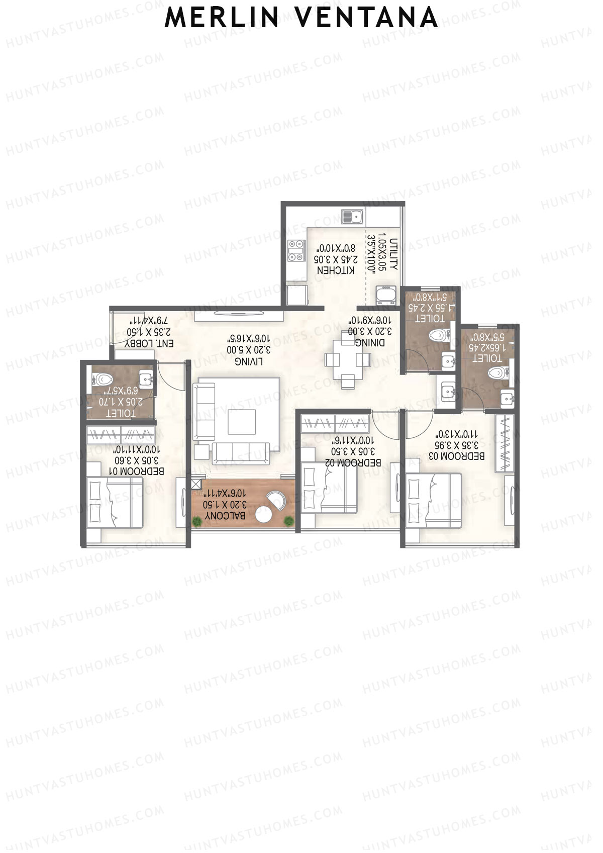 Merlin Ventana Tower B Unit 4 Floor Plan