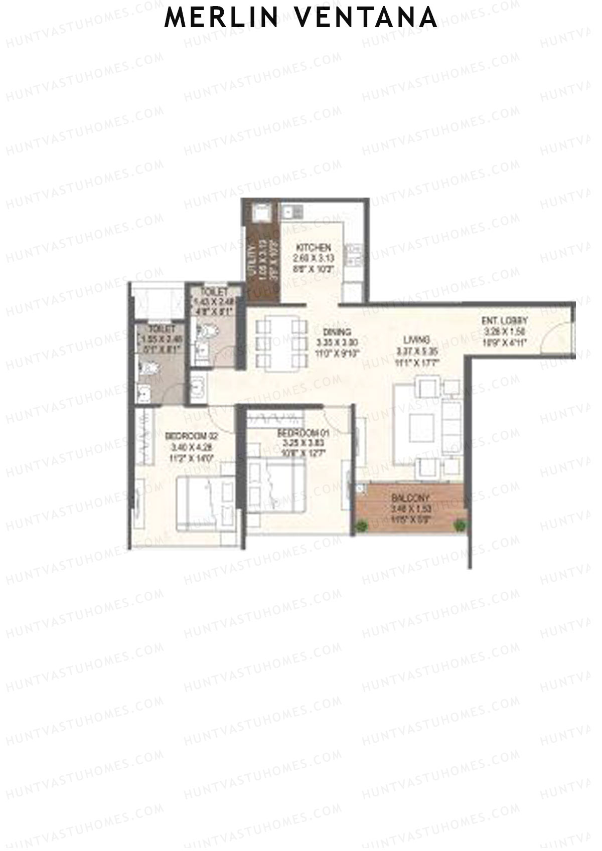 Merlin Ventana Tower C Unit 1 Floor Plan