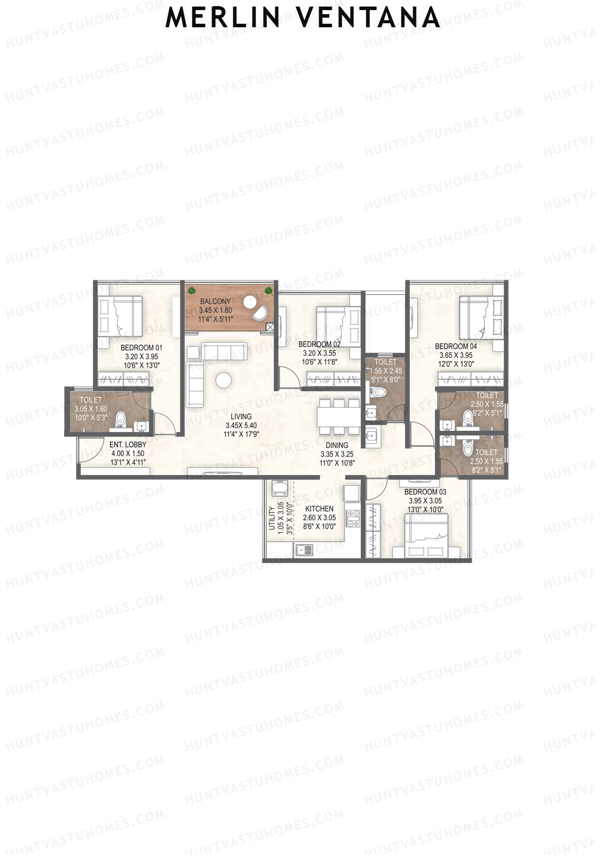 Merlin Ventana Tower C Unit 3 Floor Plan