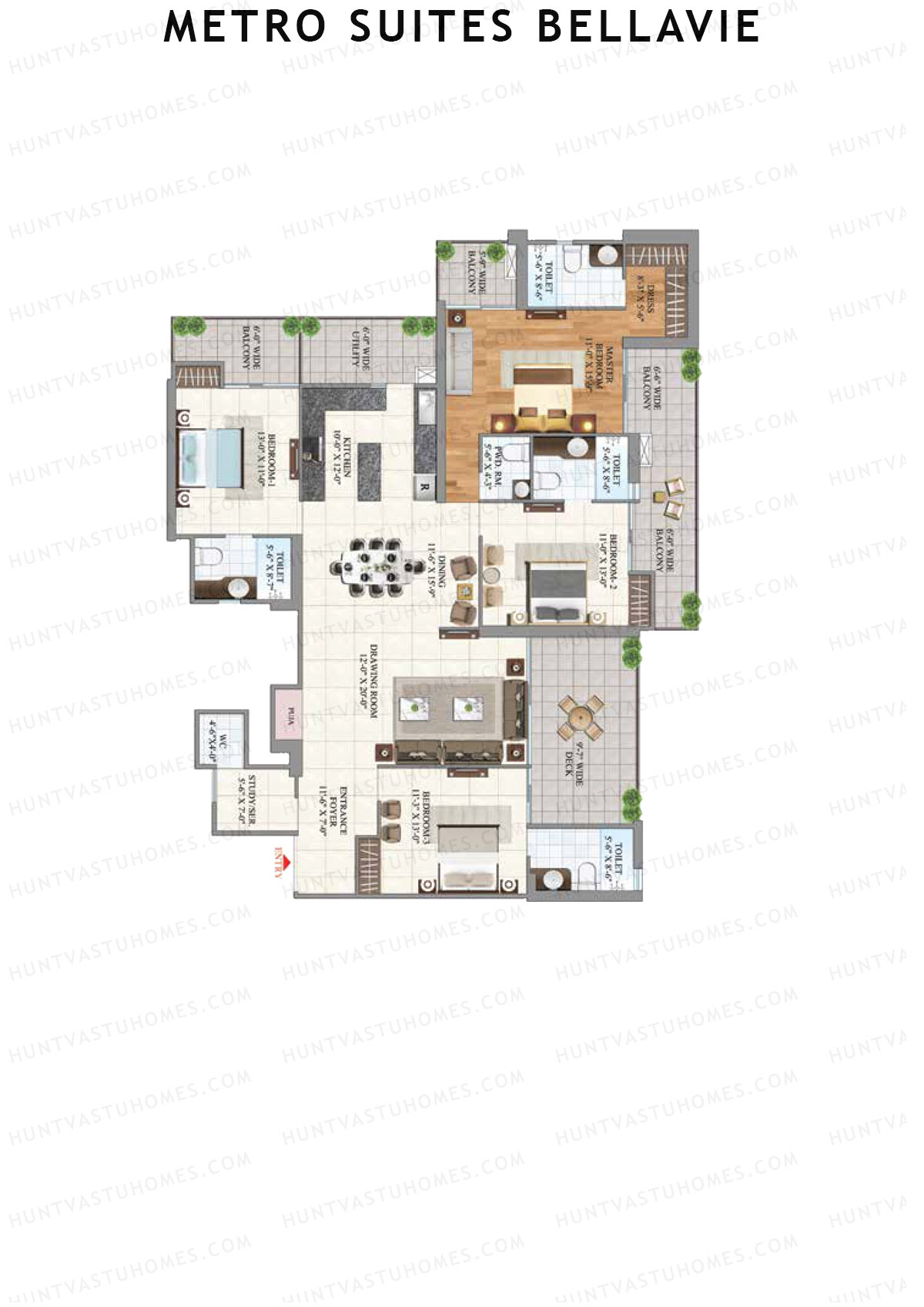 Metro Suites Bellavie Tower 1 Unit 3 (Type 2A) Floor Plan