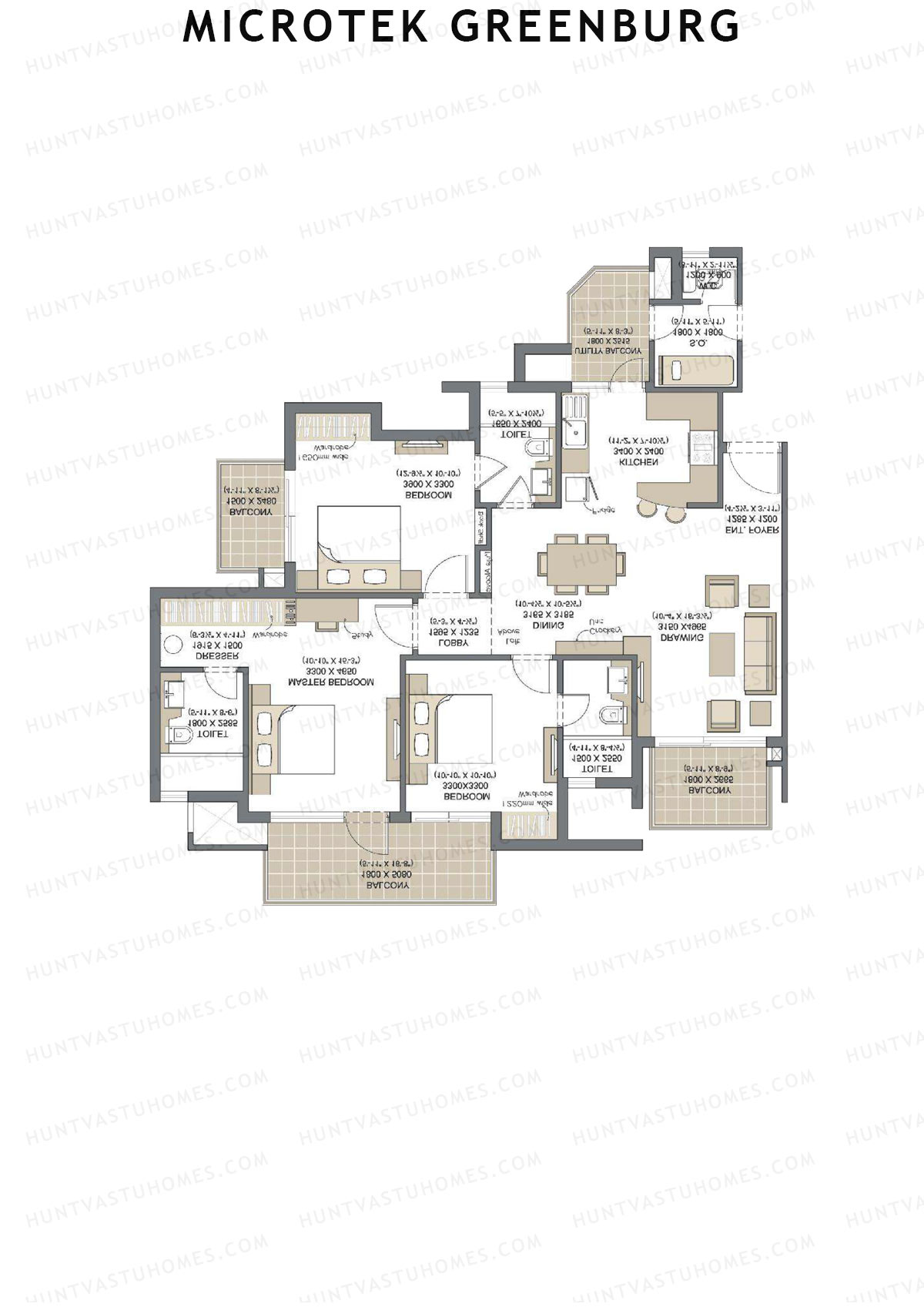Microtek Greenburg Tower K Unit 3 Floor Plan