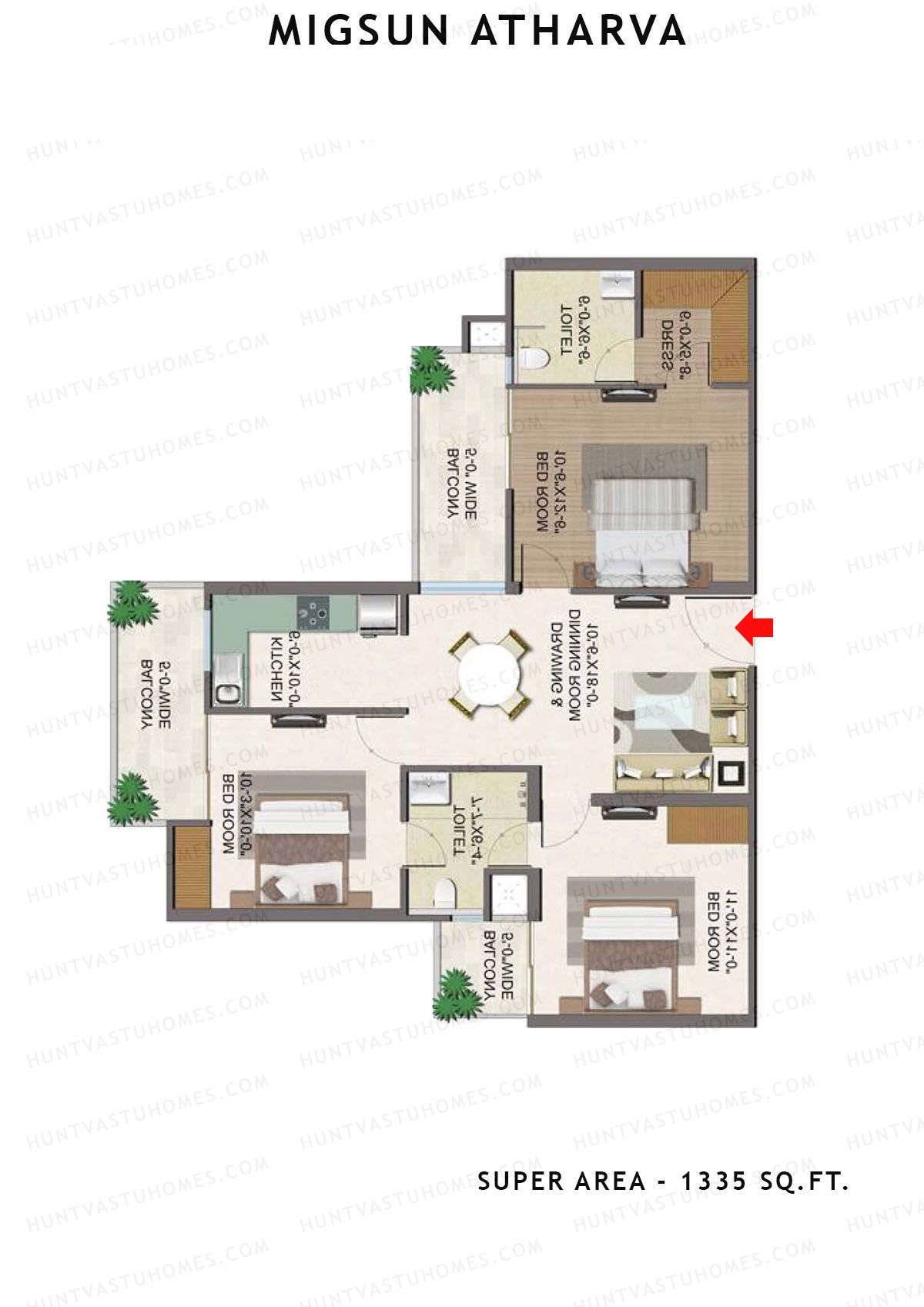 Migsun Atharva SUN 3 Unit 1 Floor Plan