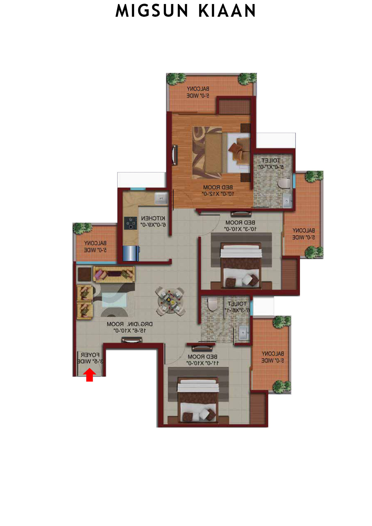Migsun Kiaan Tower A Unit 2 (Type  A) Floor Plan