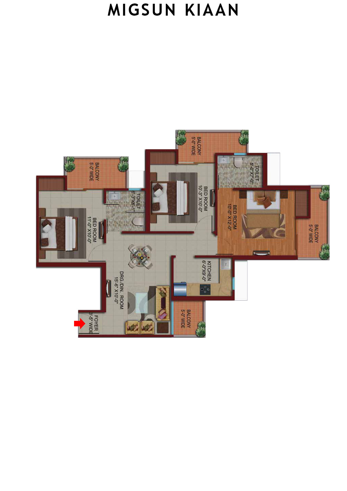 Migsun Kiaan Tower A Unit 6 (Type  A) Floor Plan