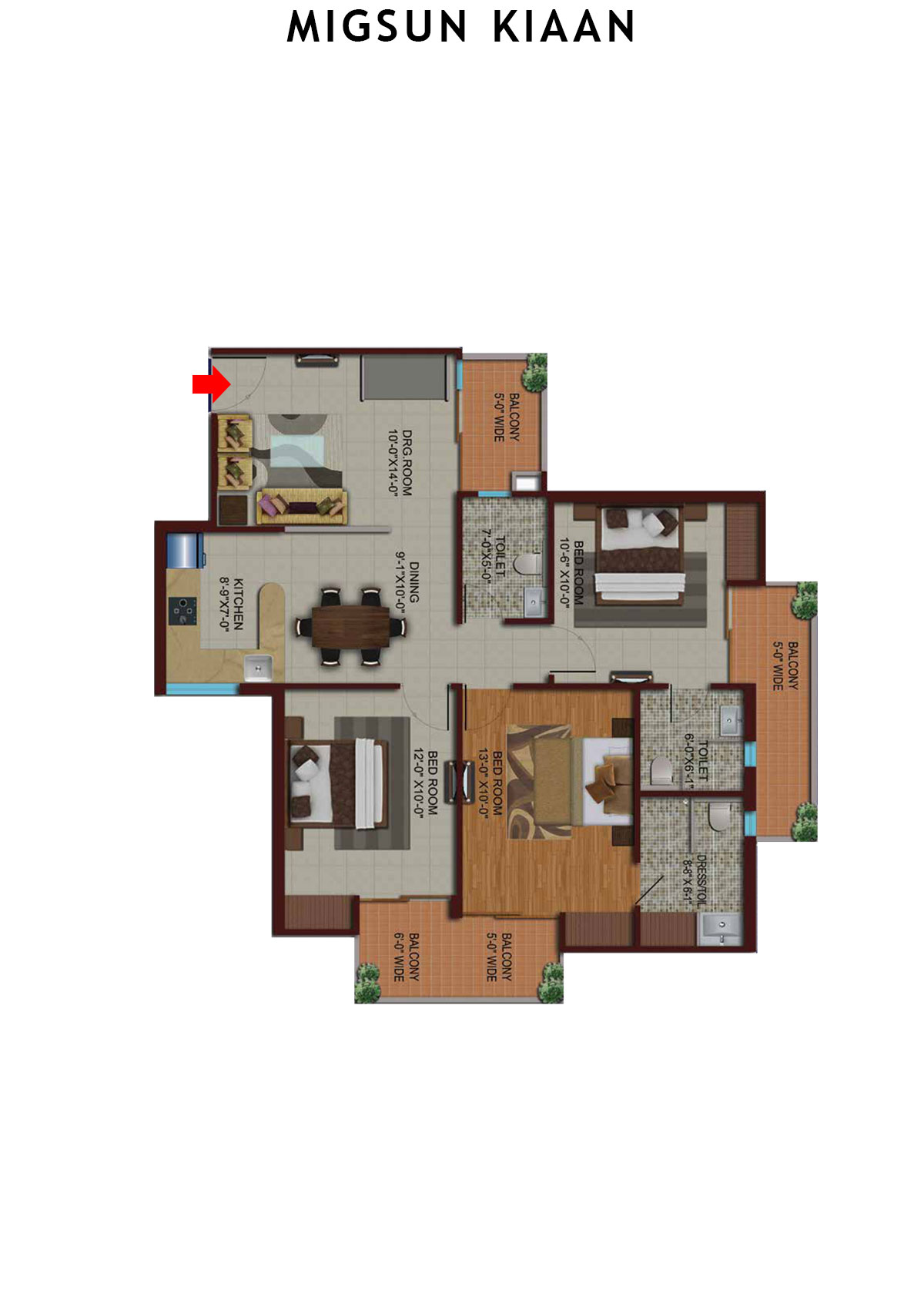 Migsun Kiaan Tower A Unit 7 Floor Plan
