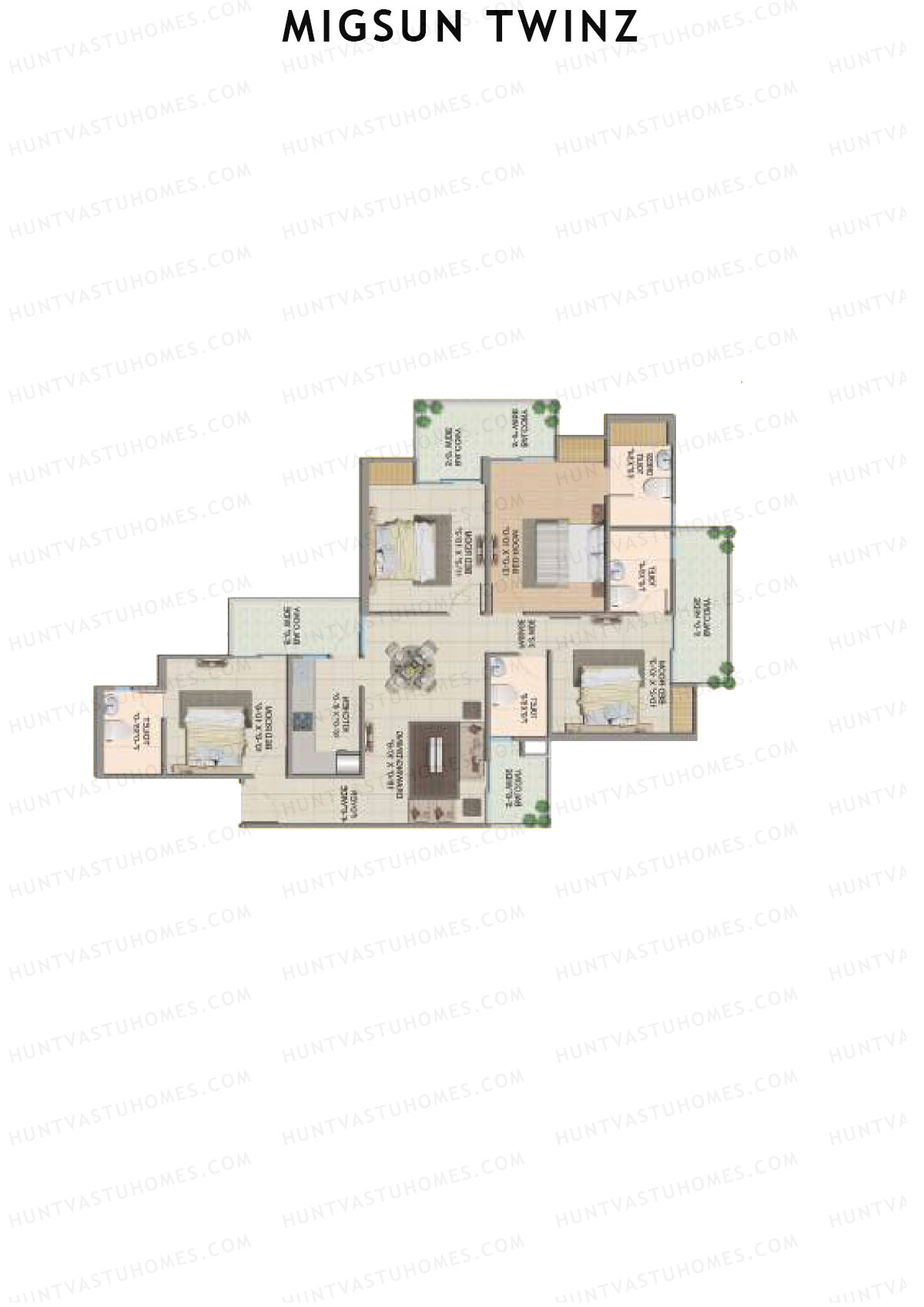 Migsun Twinz Sun 10 Unit 2 (Type B) Floor Plan