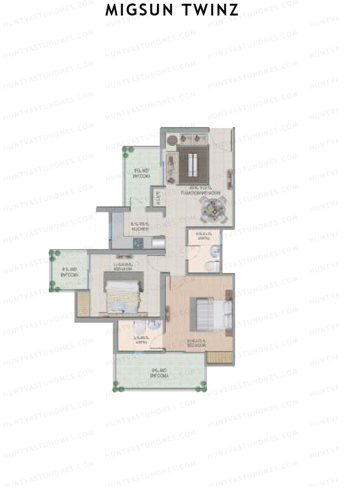 Migsun Twinz Sun 2 Unit 3 (Type B) Floor Plan