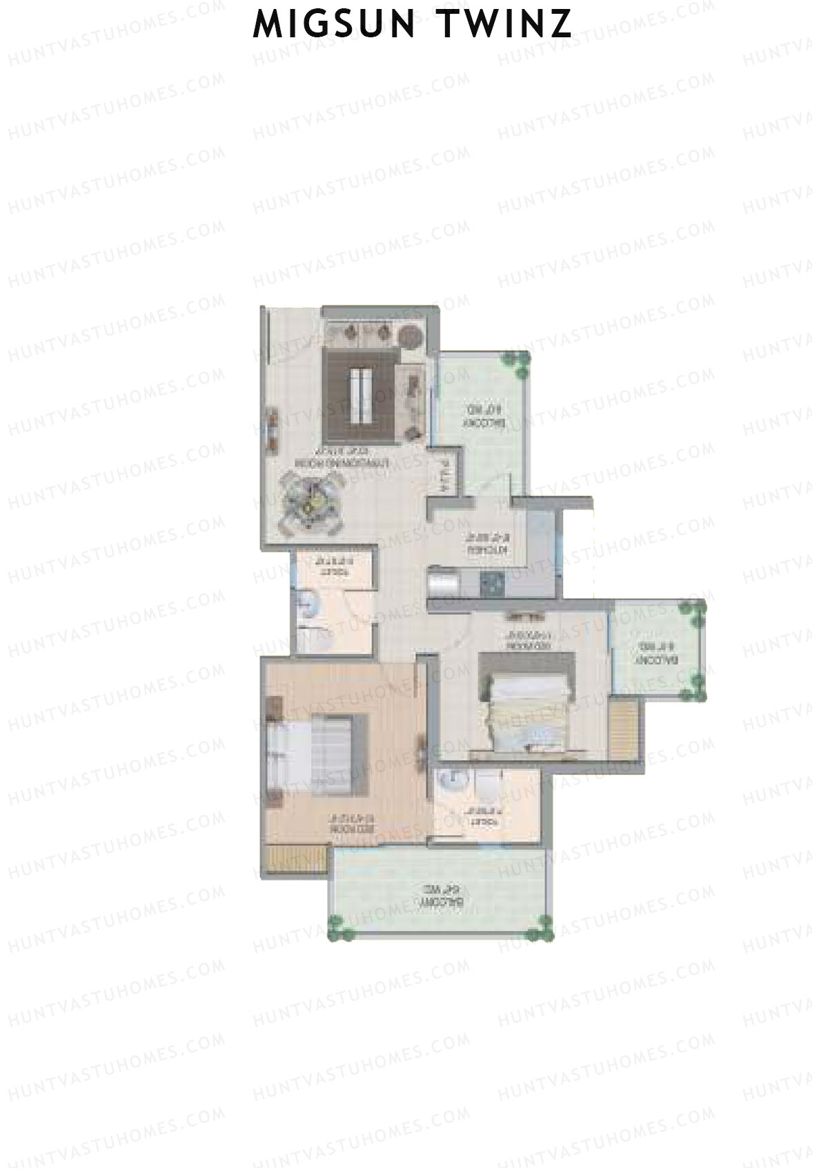 Migsun Twinz Sun 2 Unit 4 (Type B) Floor Plan