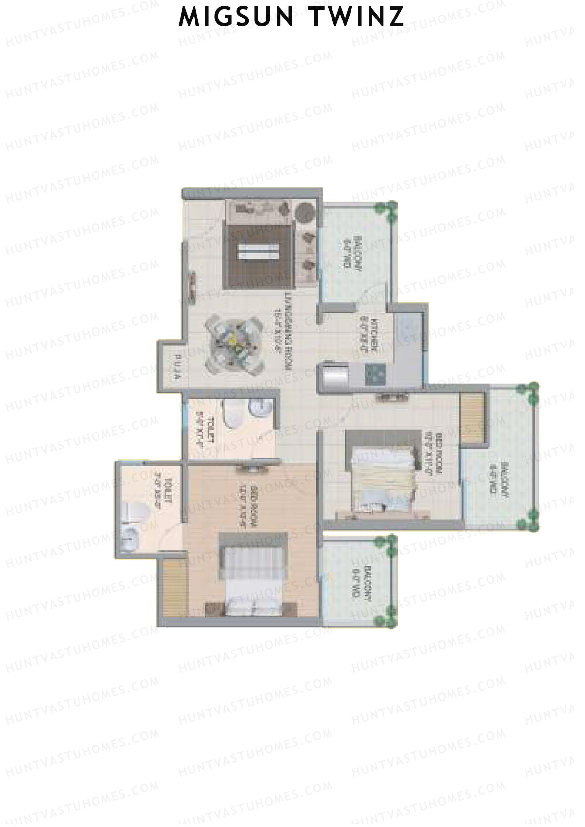 Migsun Twinz Sun 3 Unit 4 (Type A) Floor Plan