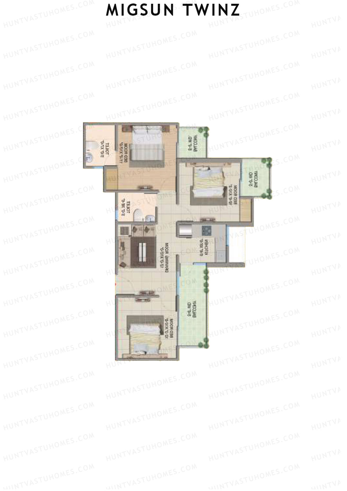 Migsun Twinz Sun 4 Unit 6 (Type A) Floor Plan