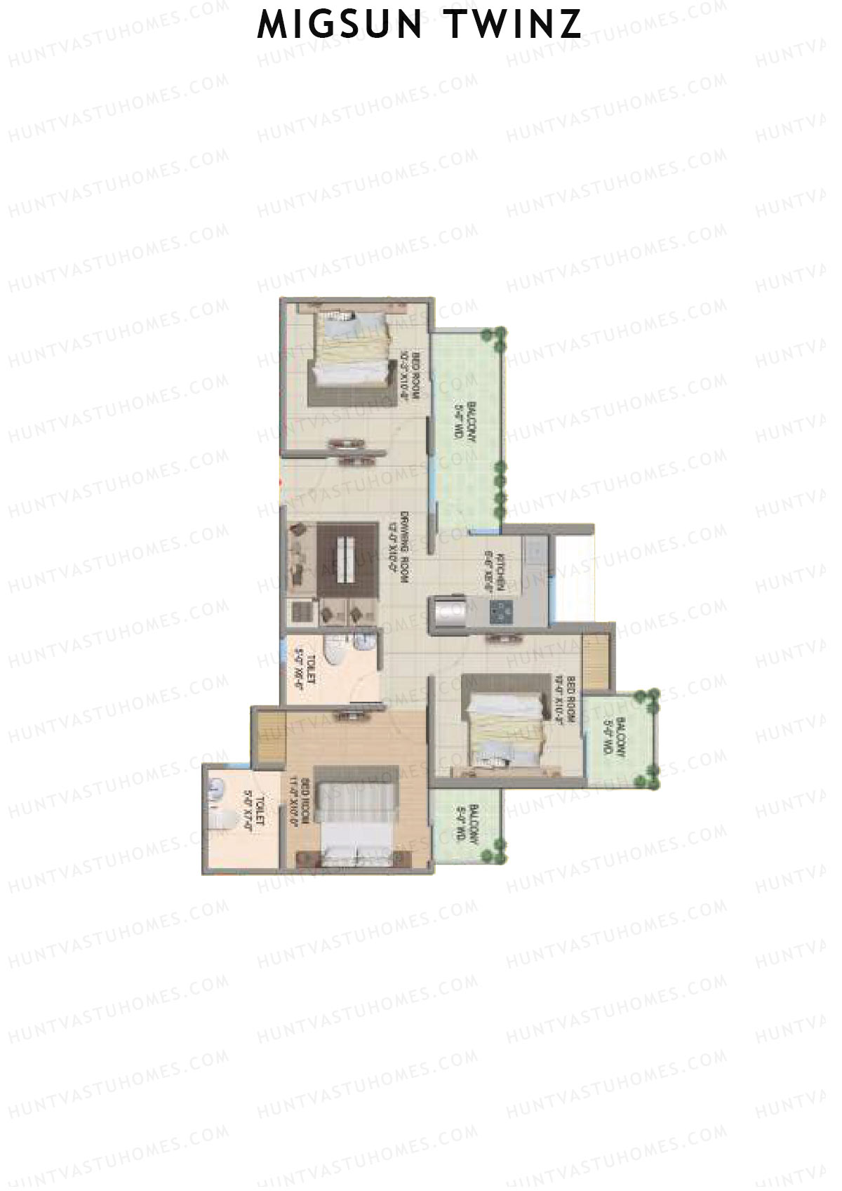 Migsun Twinz Sun 5 Unit 6 (Type A) Floor Plan