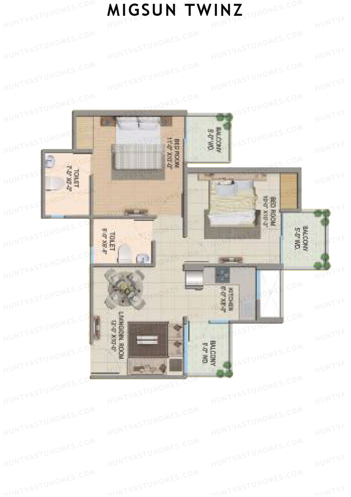 Migsun Twinz Sun 6 Unit 3 (Type A) Floor Plan