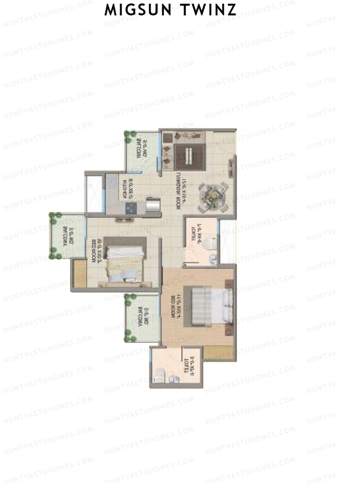 Migsun Twinz Sun 6 Unit 5 (Type B) Floor Plan