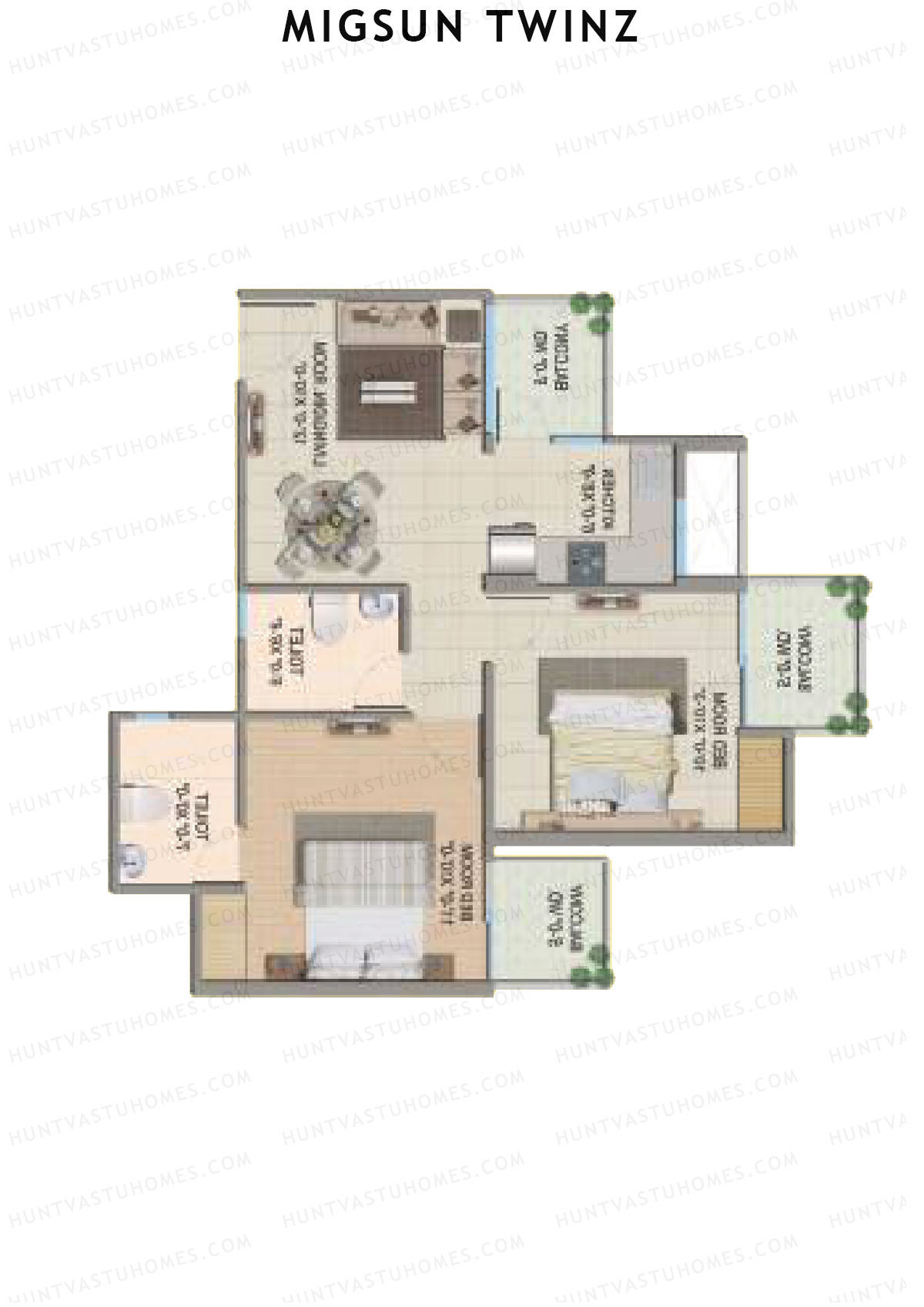 Migsun Twinz Sun 7 Unit 3 (Type A) Floor Plan
