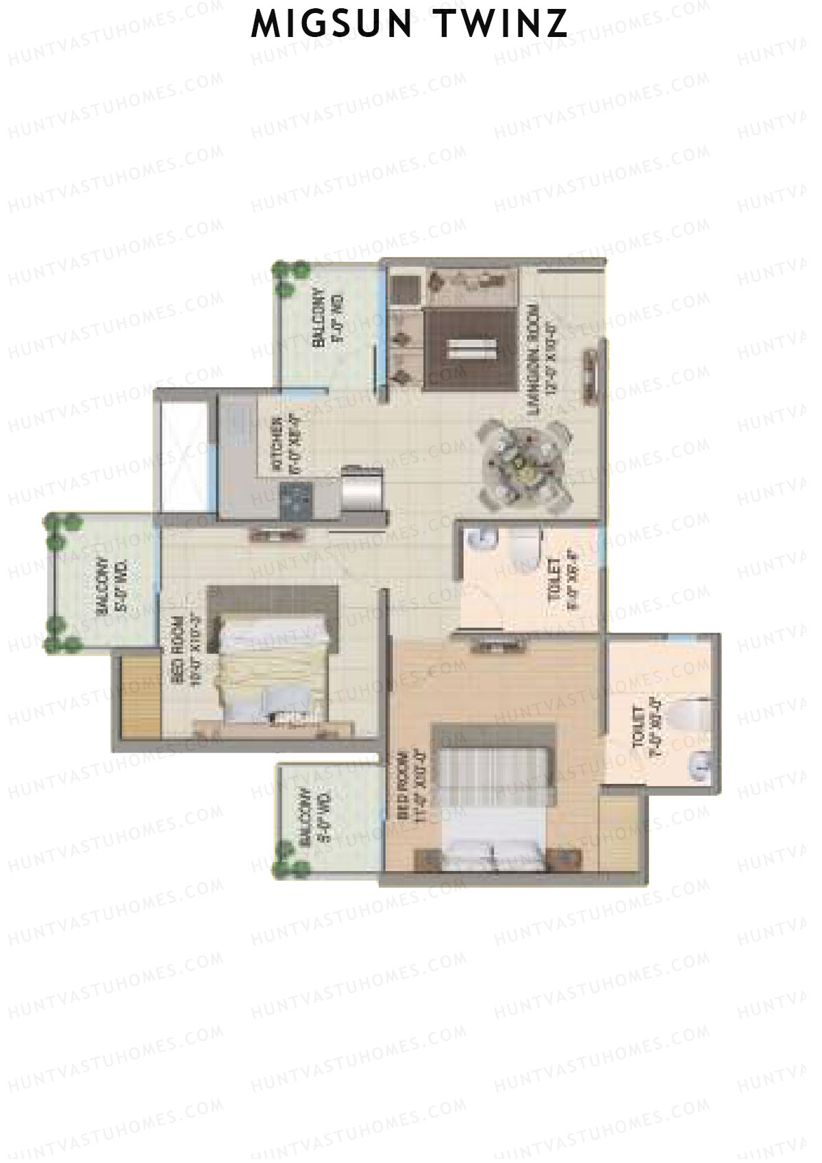 Migsun Twinz Sun 7 Unit 4 (Type A) Floor Plan