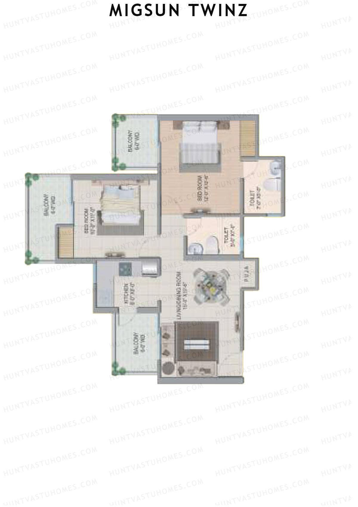 Migsun Twinz Sun 8 Unit 5 (Type A) Floor Plan