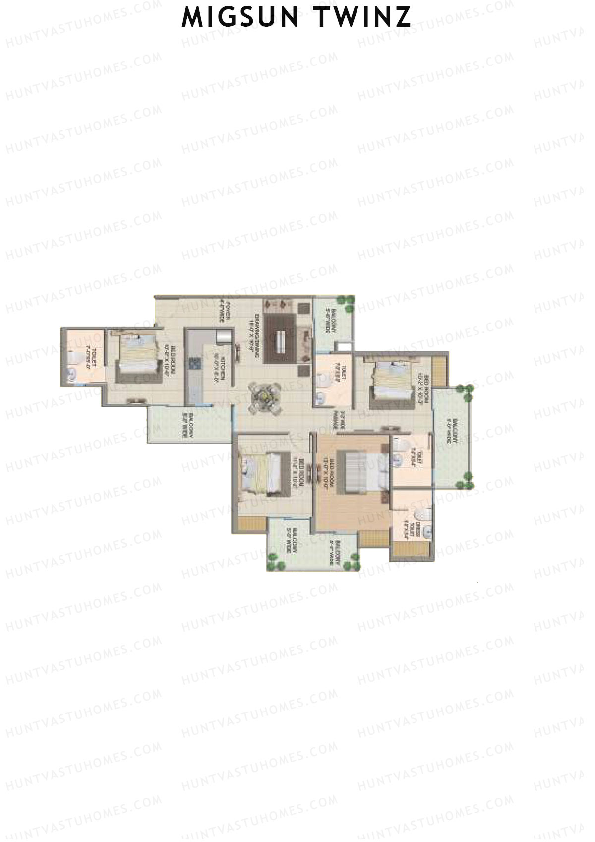 Migsun Twinz Sun 9 Unit 2 (Type B) Floor Plan