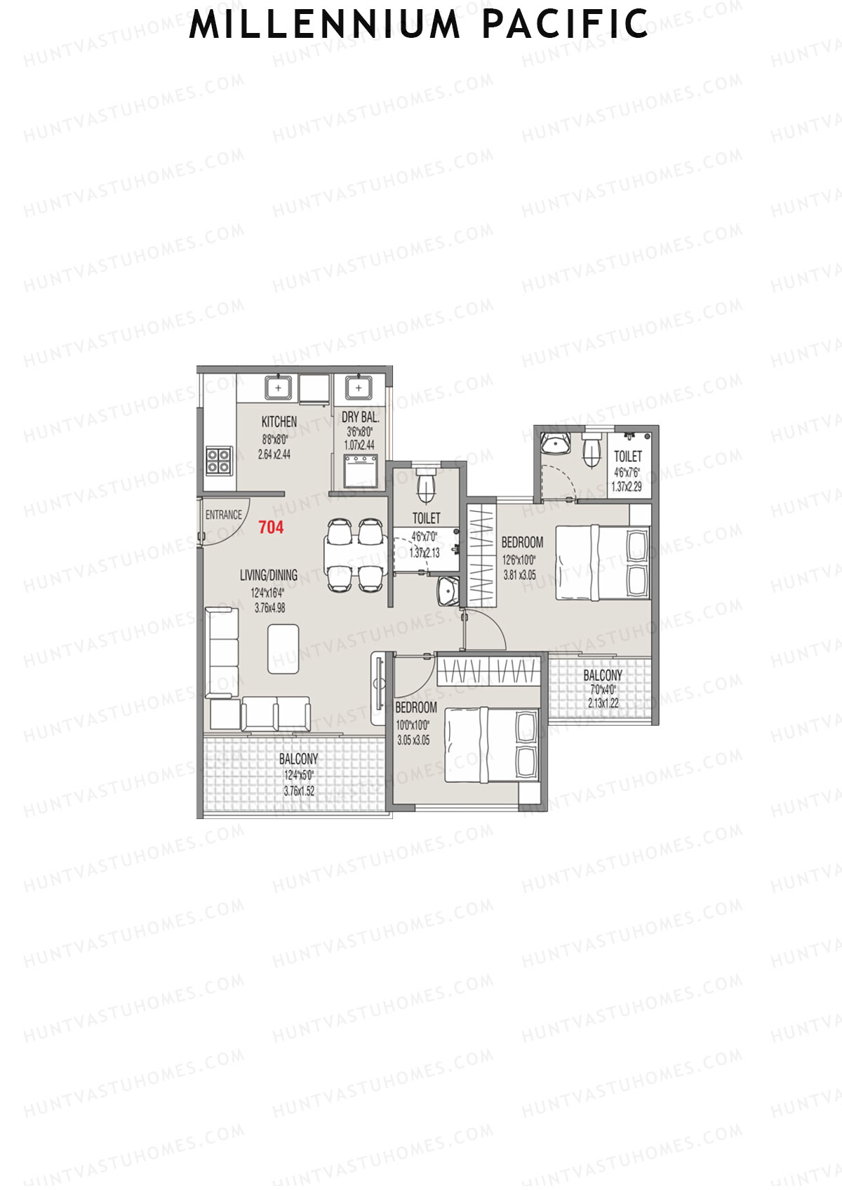 Millennium Pacific Wing A Unit 4 Floor Plan